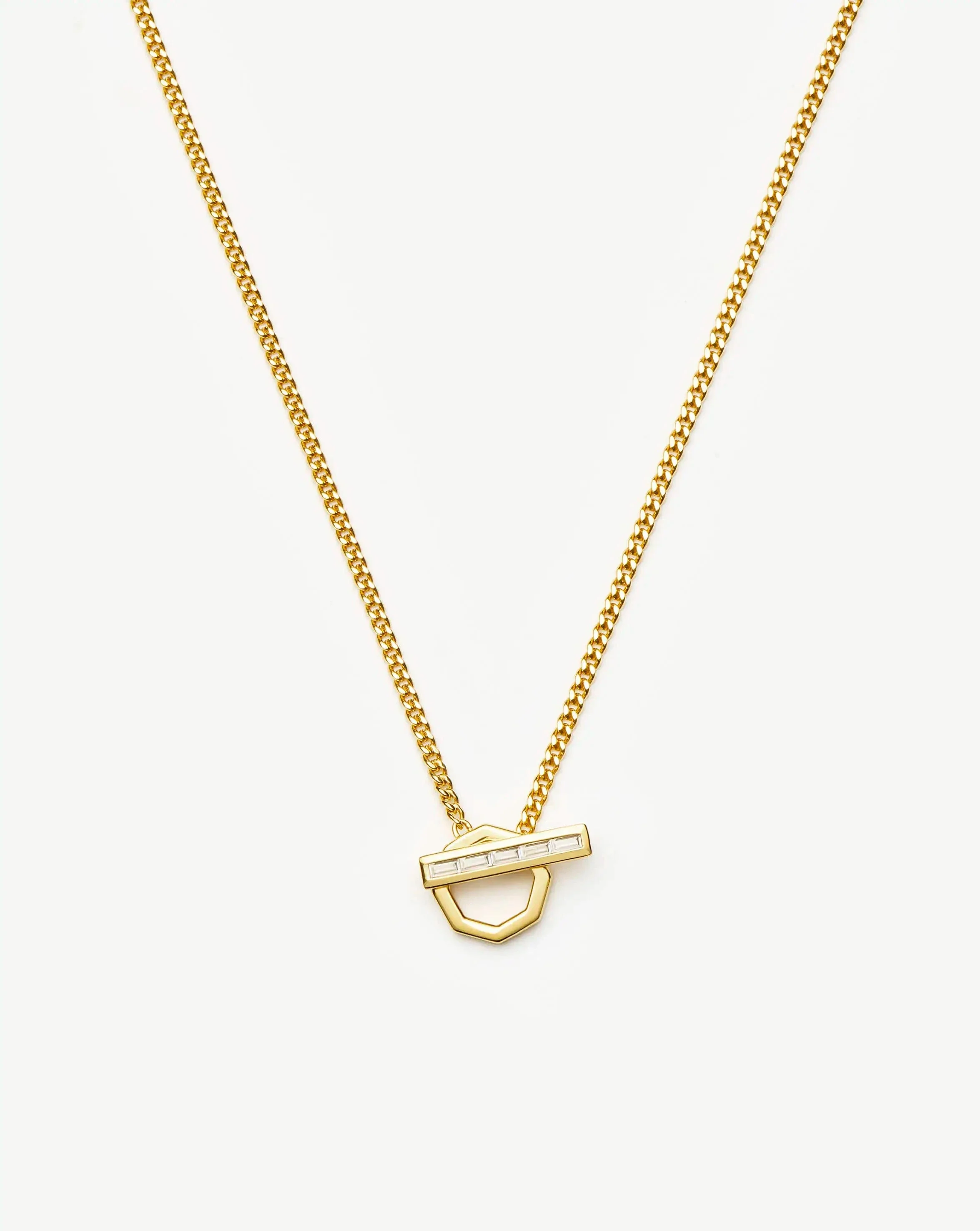Lucy Williams T-Bar Hex Pendant Necklace | 18ct Gold Plated - Image 4