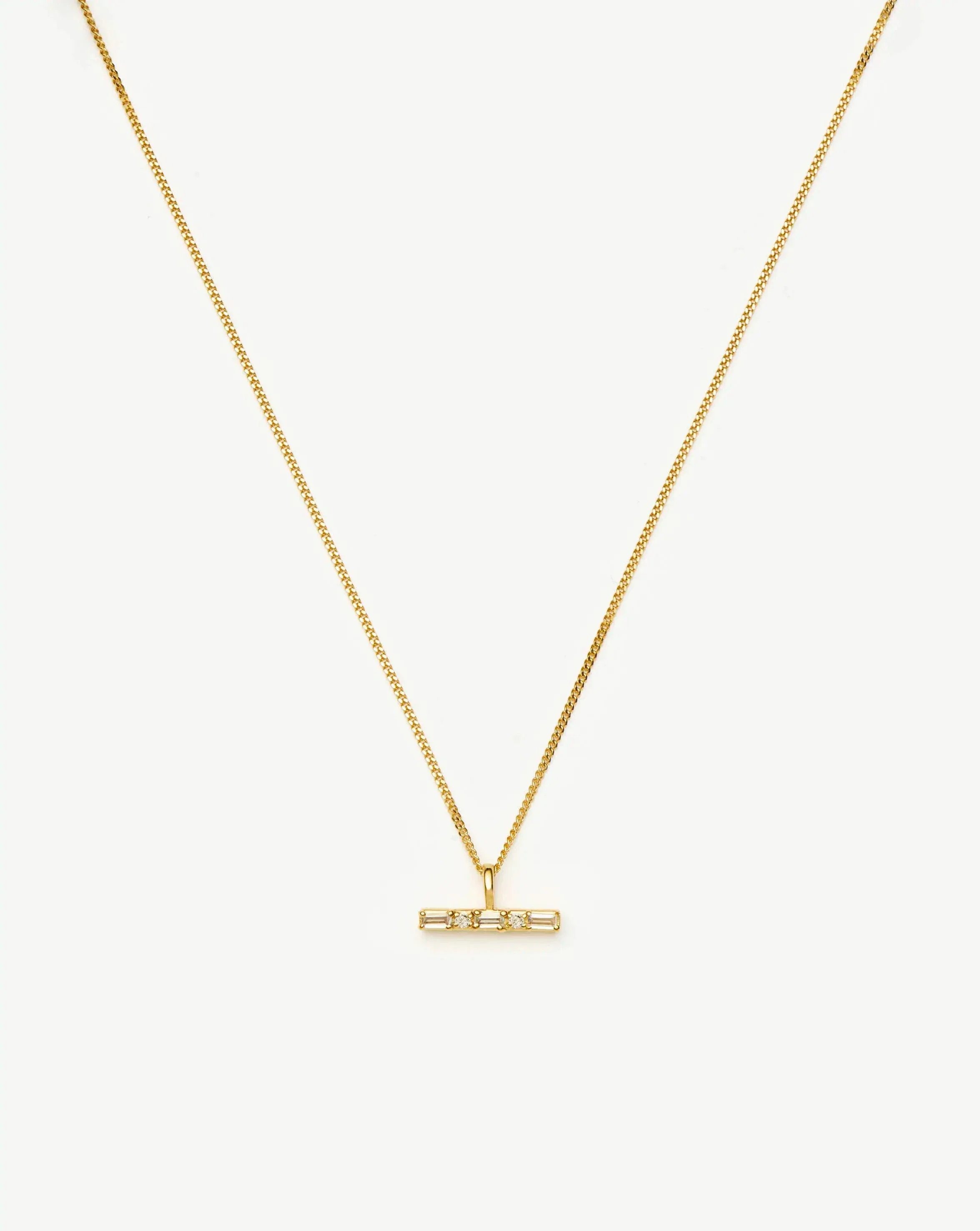 Lucy Williams T-Bar Stone Pendant Necklace | 18ct Gold Vermeil - Image 3