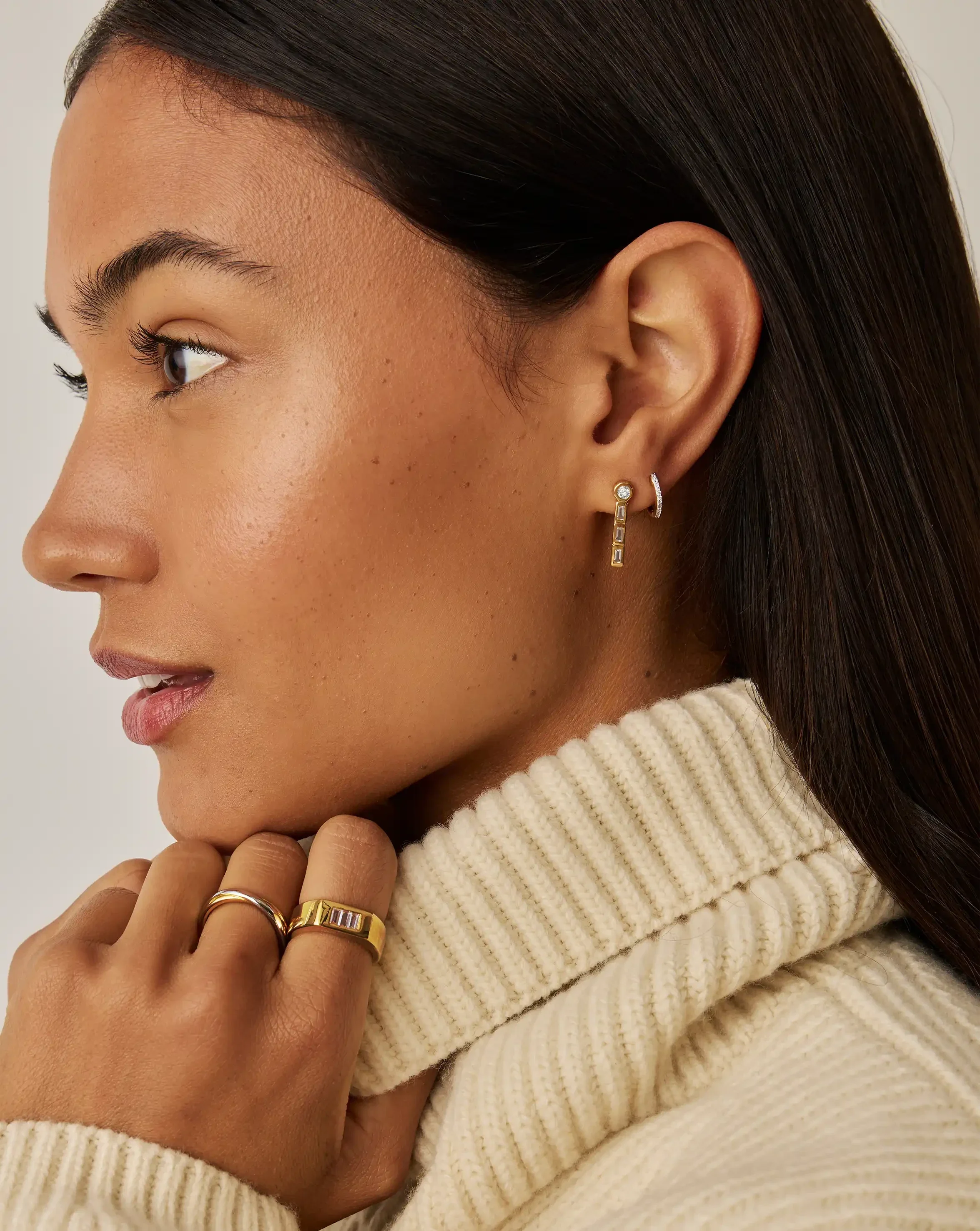 Lucy Williams Tennis Small Drop Earrings | 18ct Gold Vermeil - Image 3