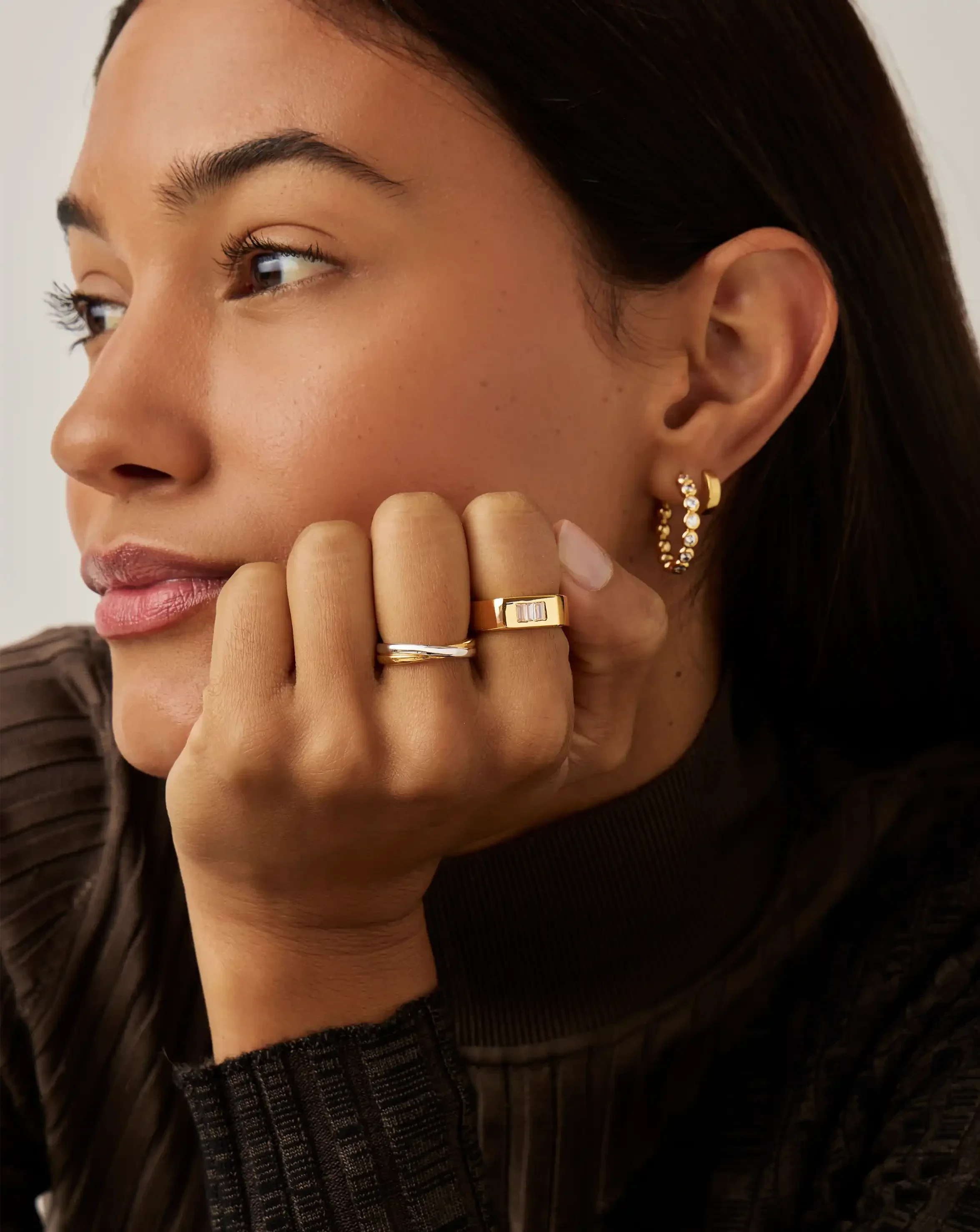 Lucy Williams Triple Stone Chunky Ring | 18ct Gold Plated - Image 3