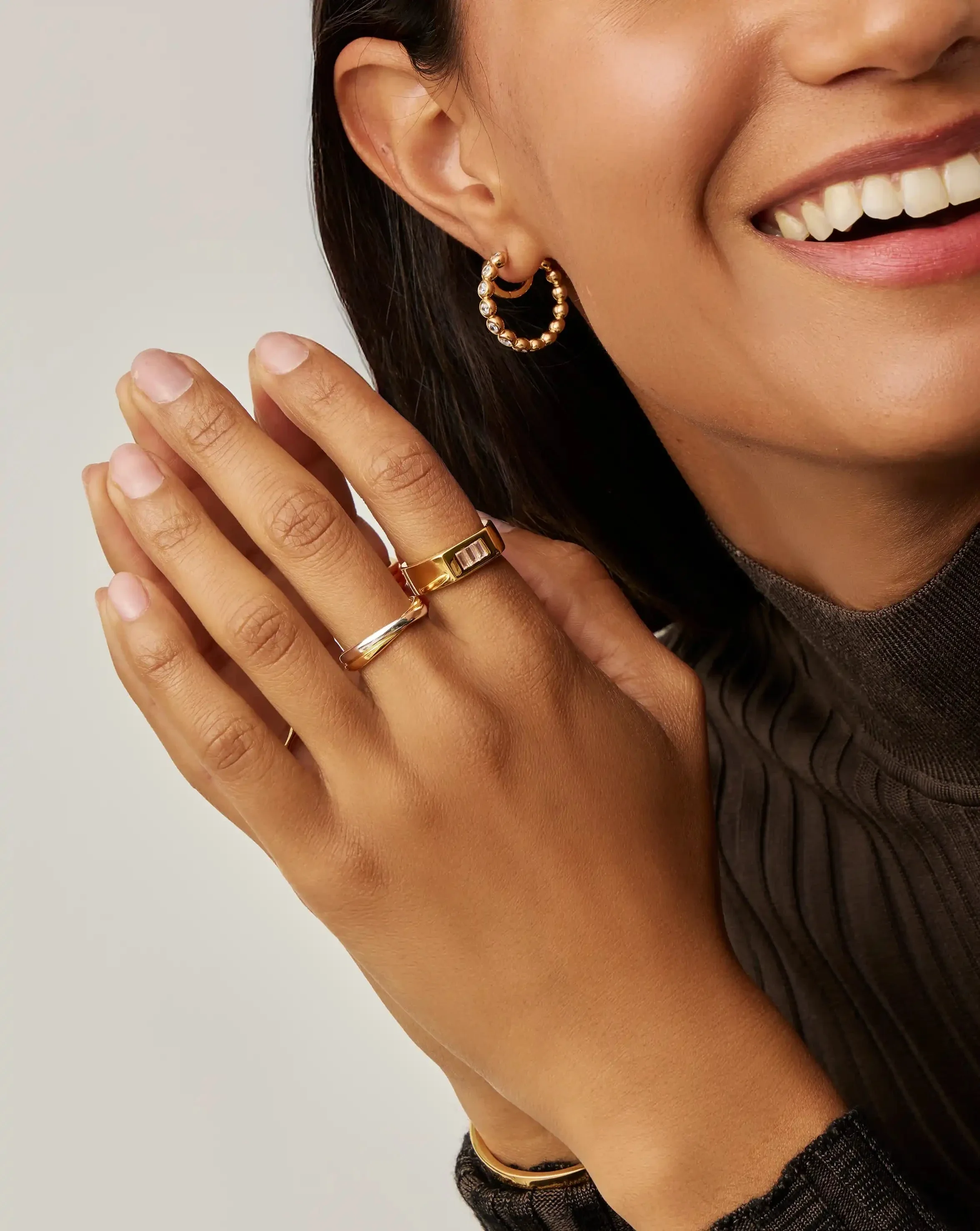 Lucy Williams Triple Stone Chunky Ring | 18ct Gold Plated - Image 6
