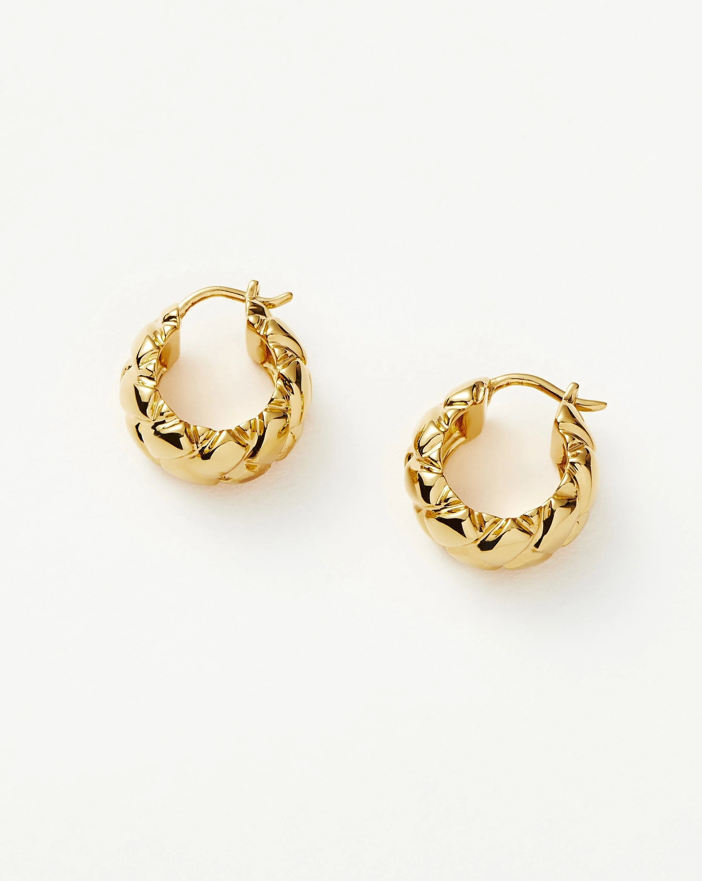 Lucy Williams Waffle Mini Hoop Earrings | 18ct Gold Vermeil - Image 3