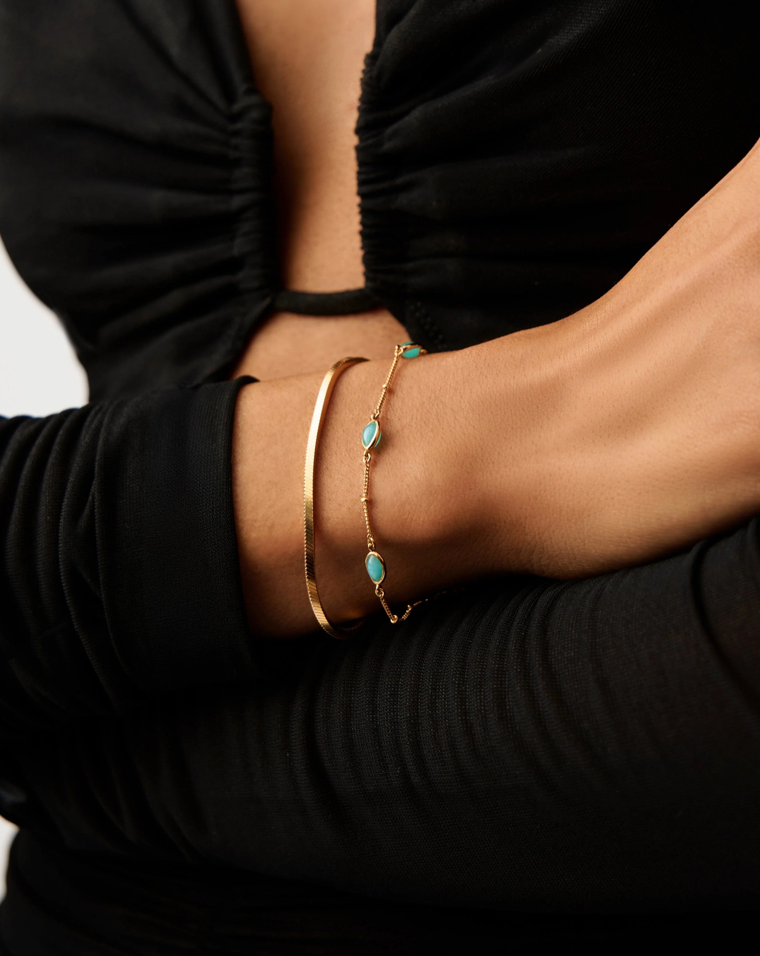 Magma Gemstone Charm Bracelet | 18ct Gold Vermeil/Amazonite - Image 2