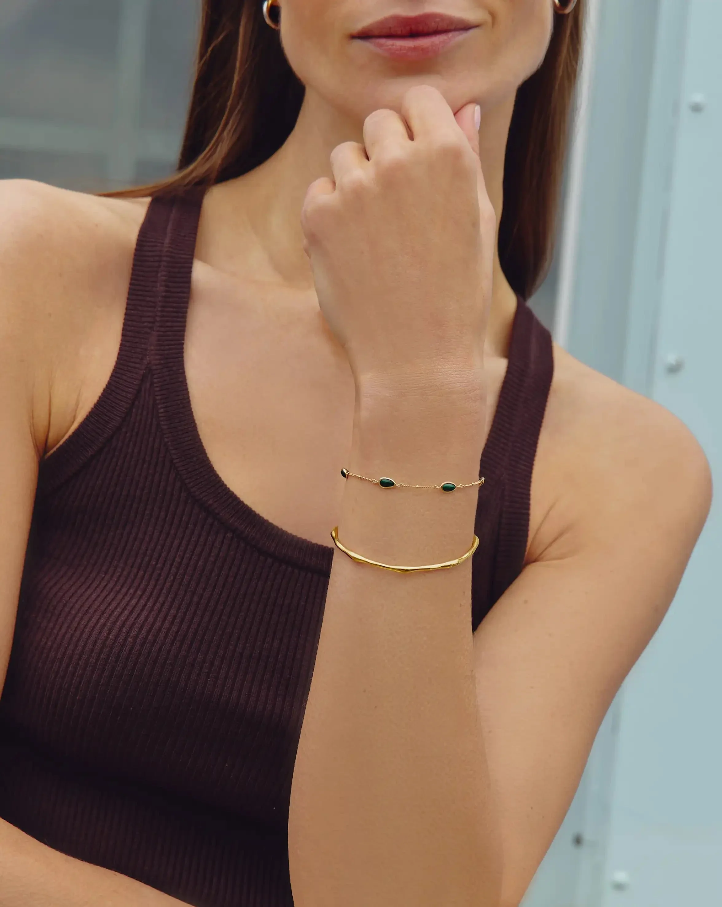 Magma Gemstone & Molten Cuff Bracelet Set | 18ct Gold Vermeil / 18ct Gold Plated - Image 6