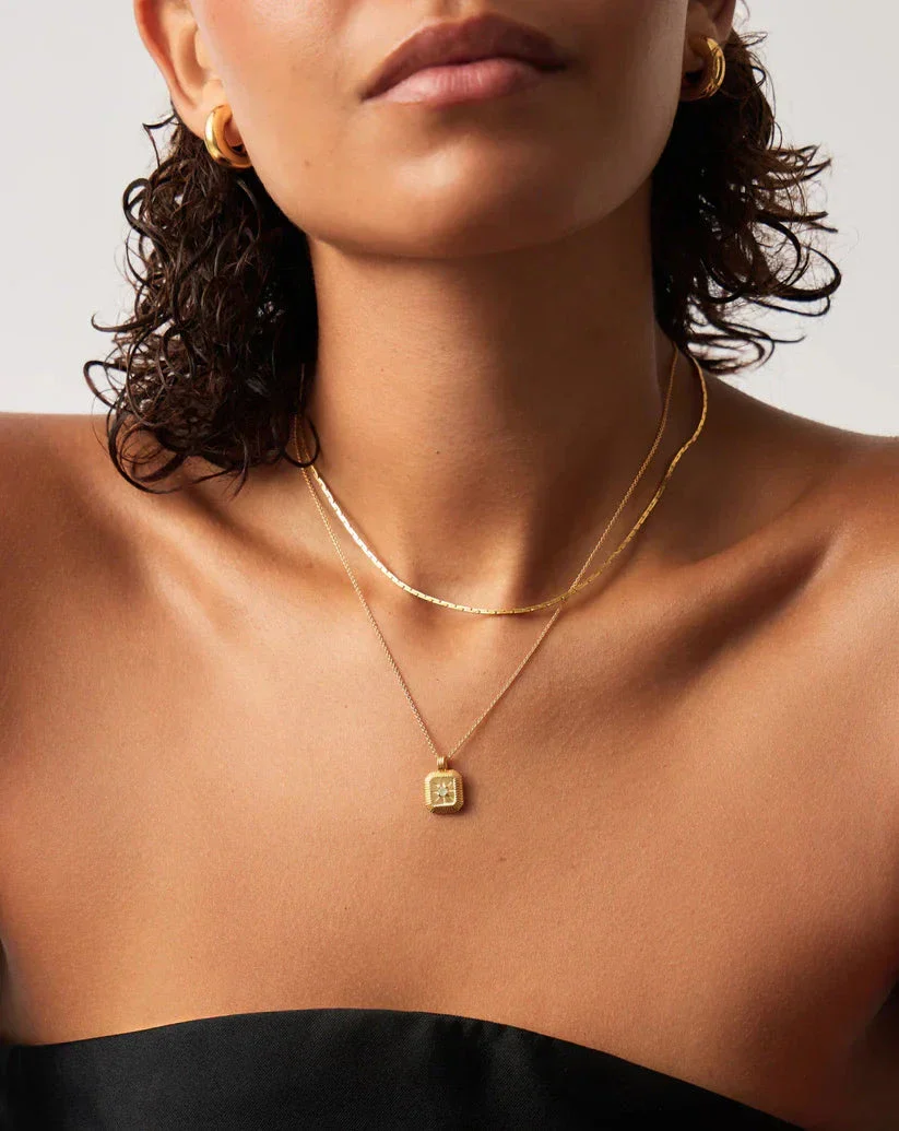 March Birthstone Necklace & Charm Earrings Set | 18ct Gold Vermeil/Milky Aquamarine - Image 3