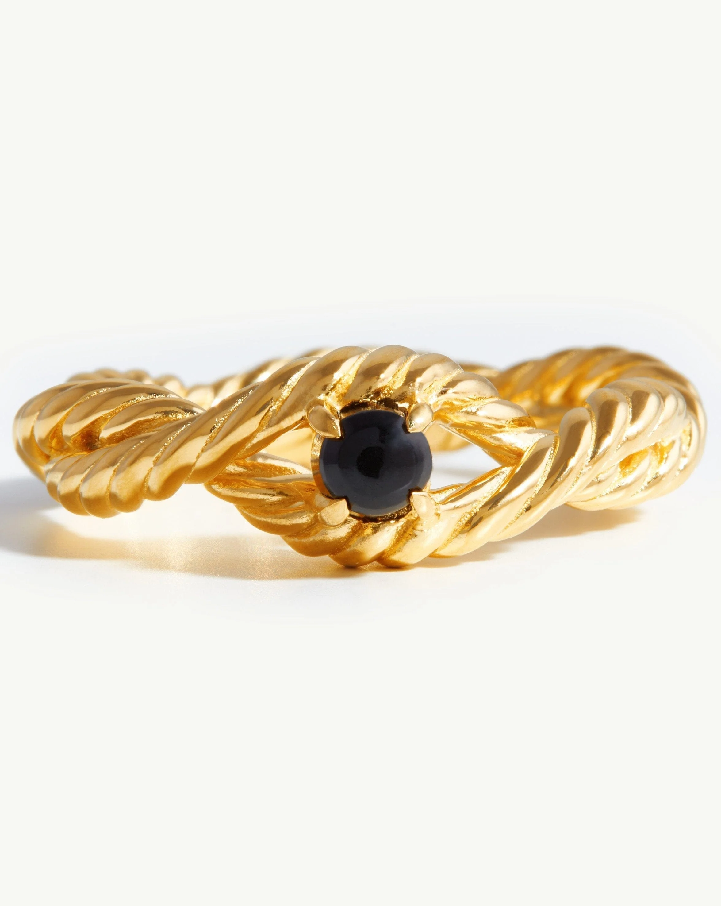 Marina Double Rope Gemstone Ring | 18ct Gold Vermeil/Black Onyx - Image 4