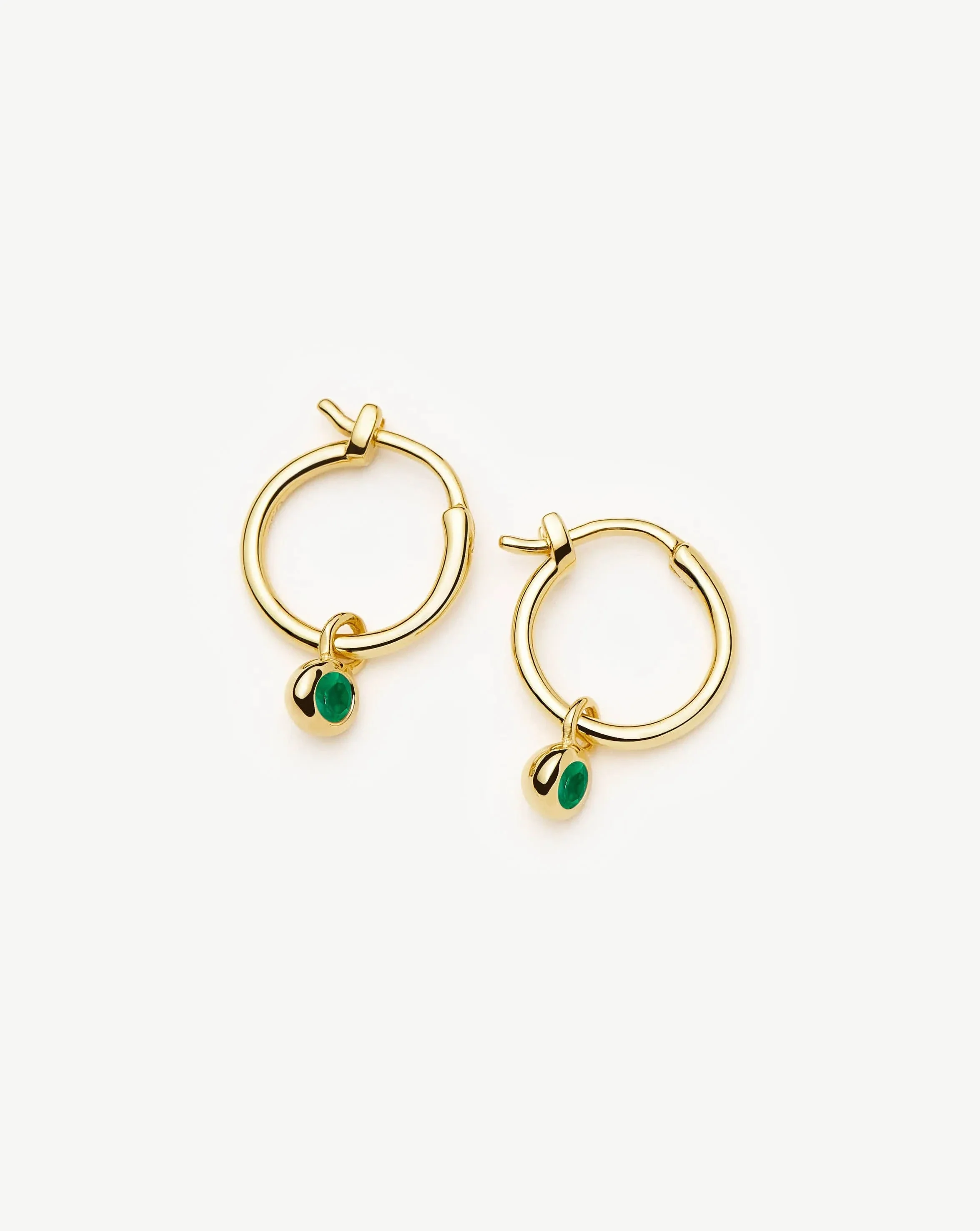 May Birthstone Mini Charm Hoop Earrings | 18ct Gold Vermeil/Green Onyx - Image 5