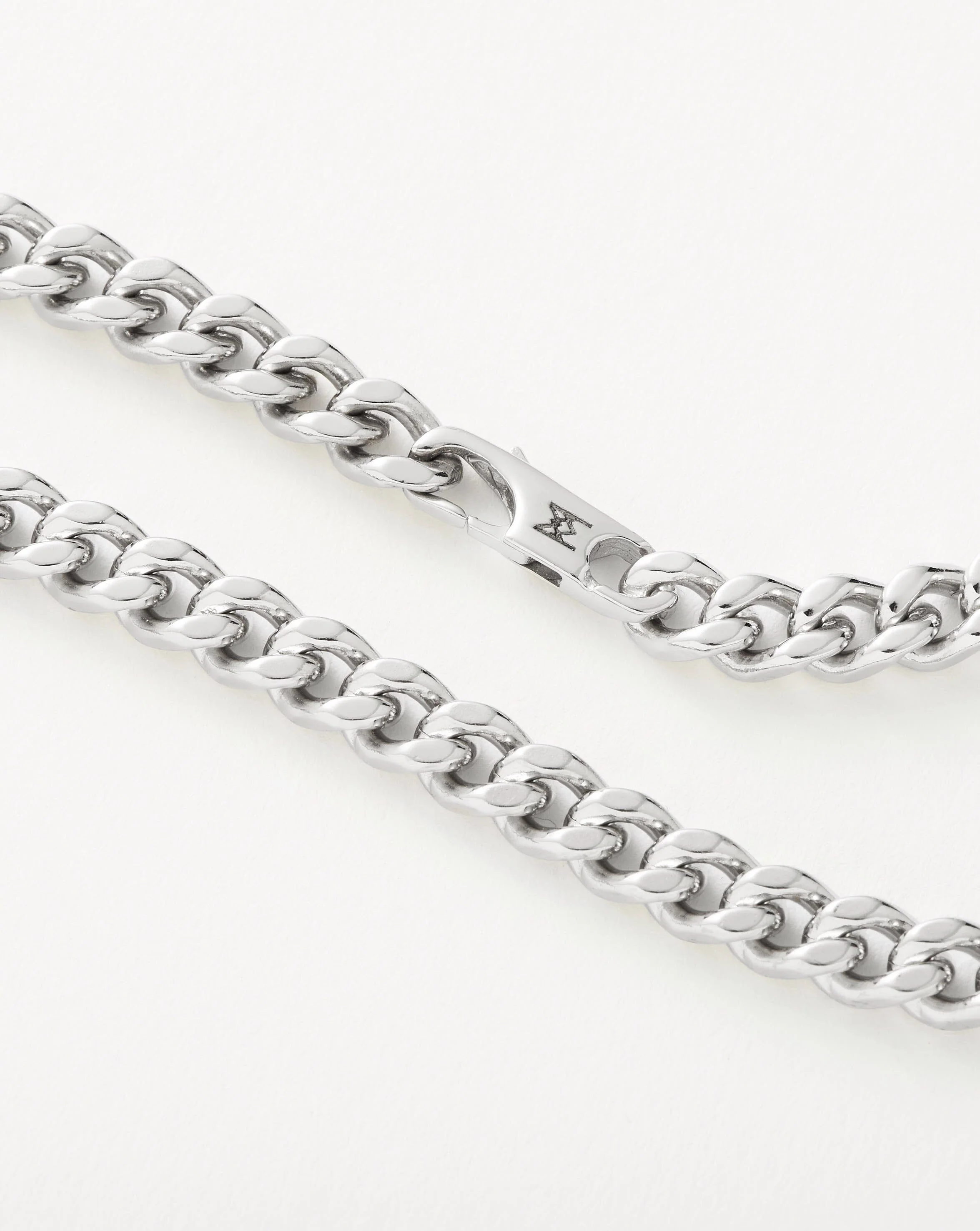Mens Flat Curb Chain Necklace | Silver Plated - Image 4