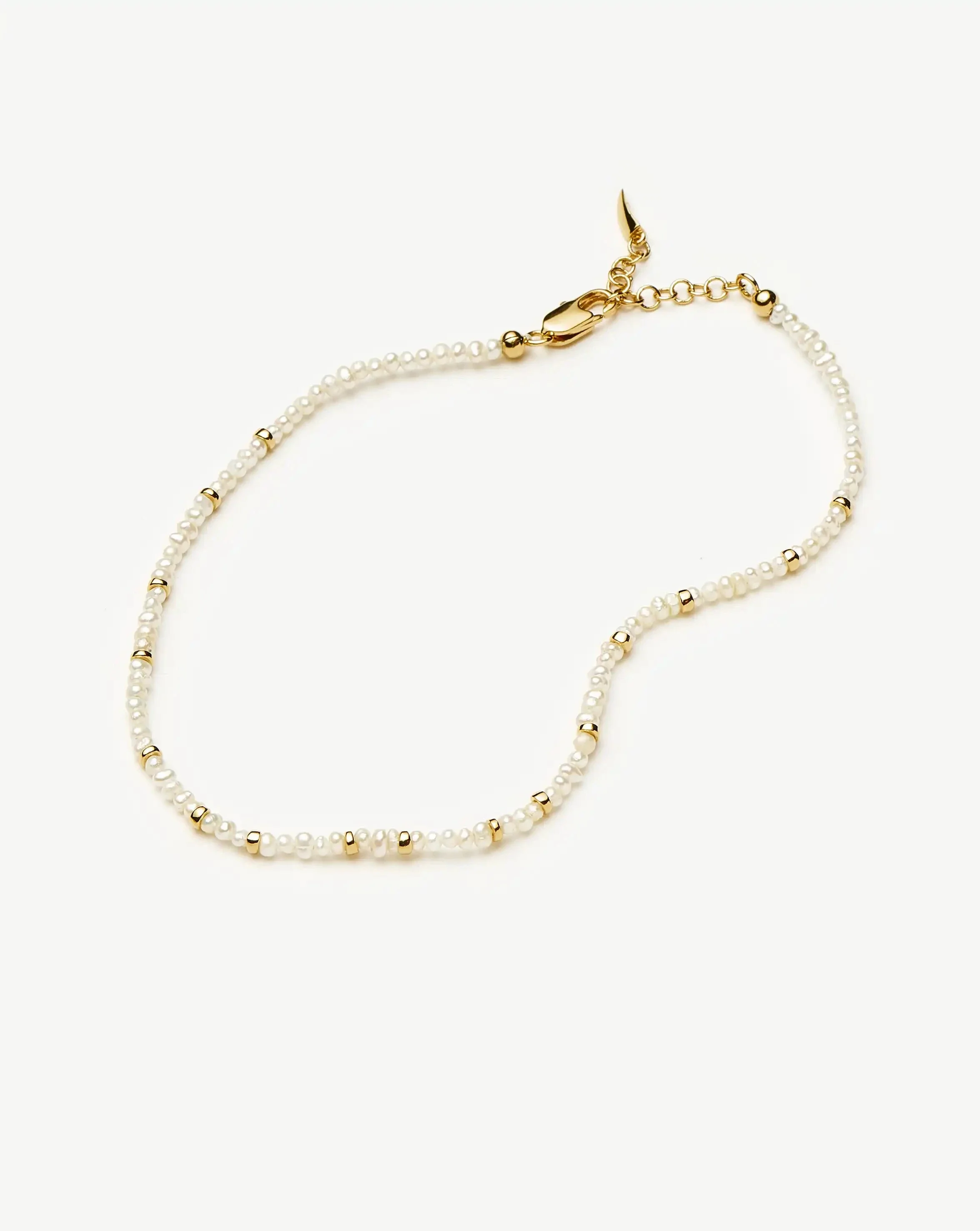 Micro Pearl Beaded Anklet | 18ct Gold Plated/Pearl - Image 4