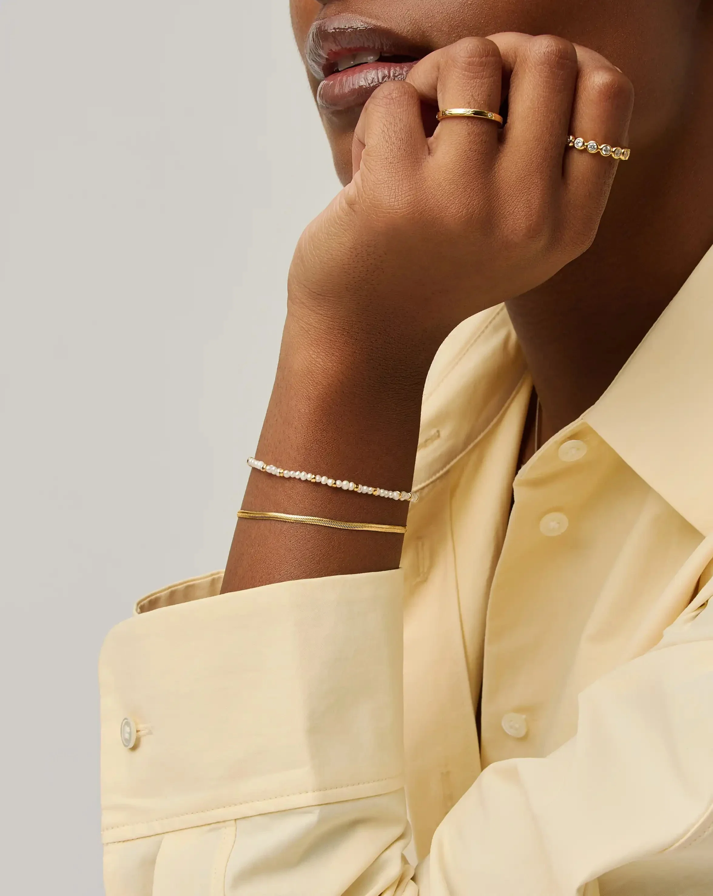 Micro Pearl Beaded Bracelet | 18ct Gold Plated/Pearl - Image 5