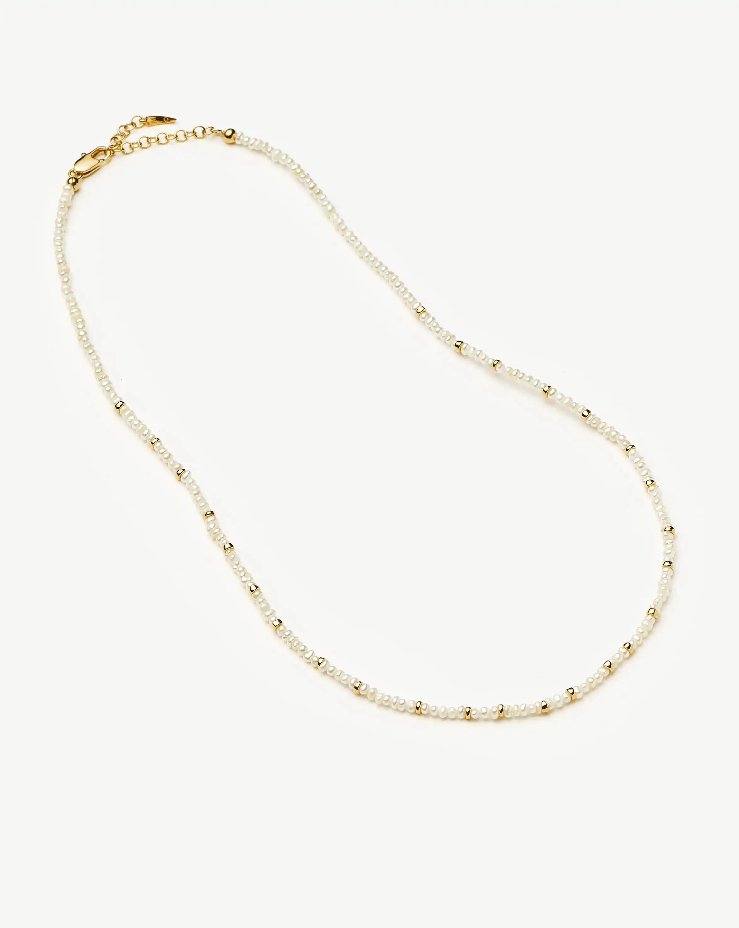 Micro Pearl Beaded Necklace | 18ct Gold Plated/Pearl - Image 3