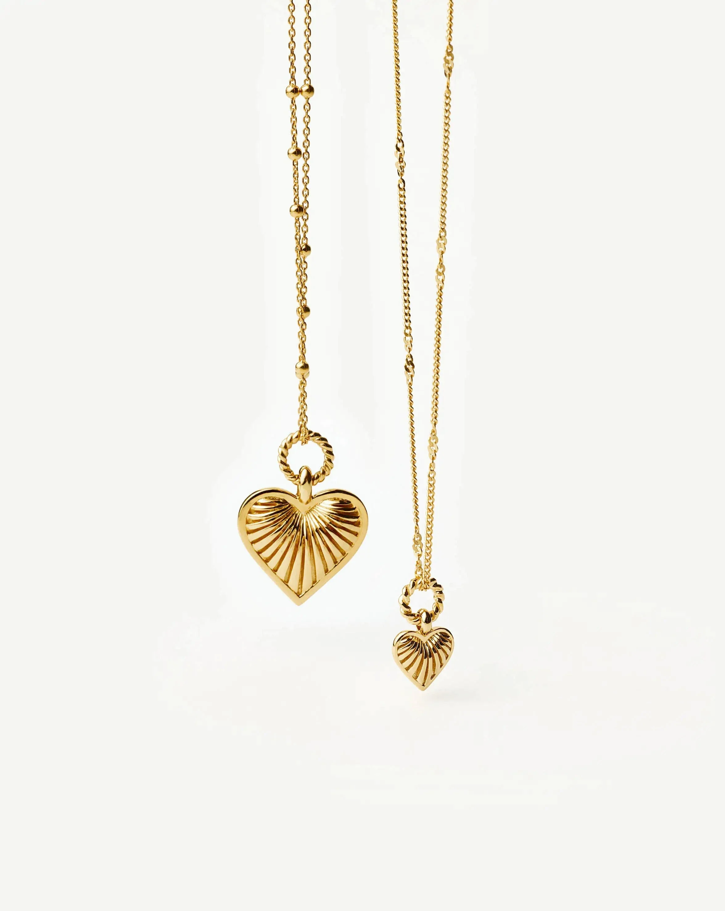 Mini Ridge Heart Charm Pendant Necklace | 18ct Gold Plated - Image 5
