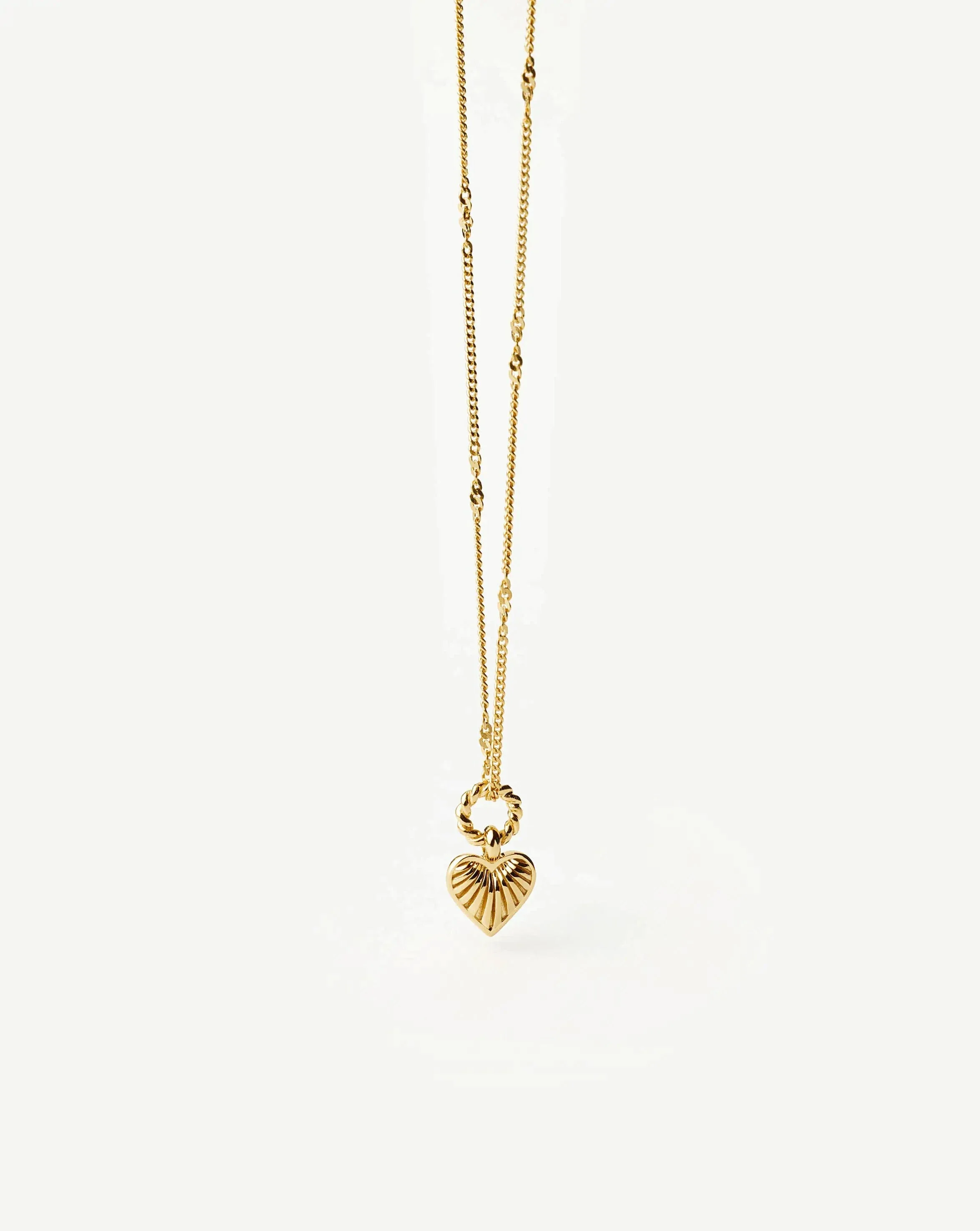 Mini Ridge Heart Charm Pendant Necklace | 18ct Gold Plated - Image 7