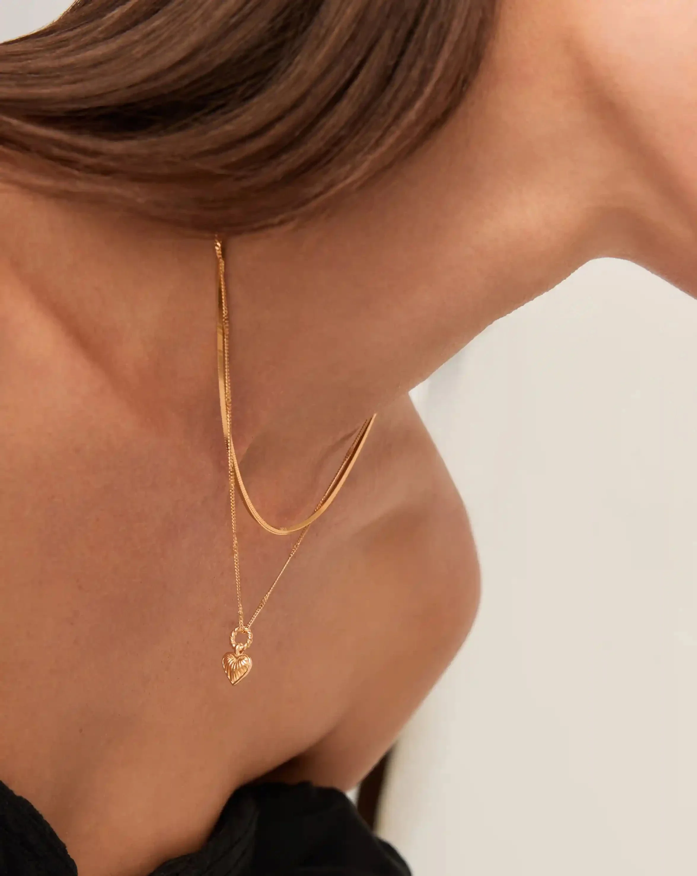 Mini Ridge Heart Chain Necklace Set | 18ct Gold Plated - Image 3