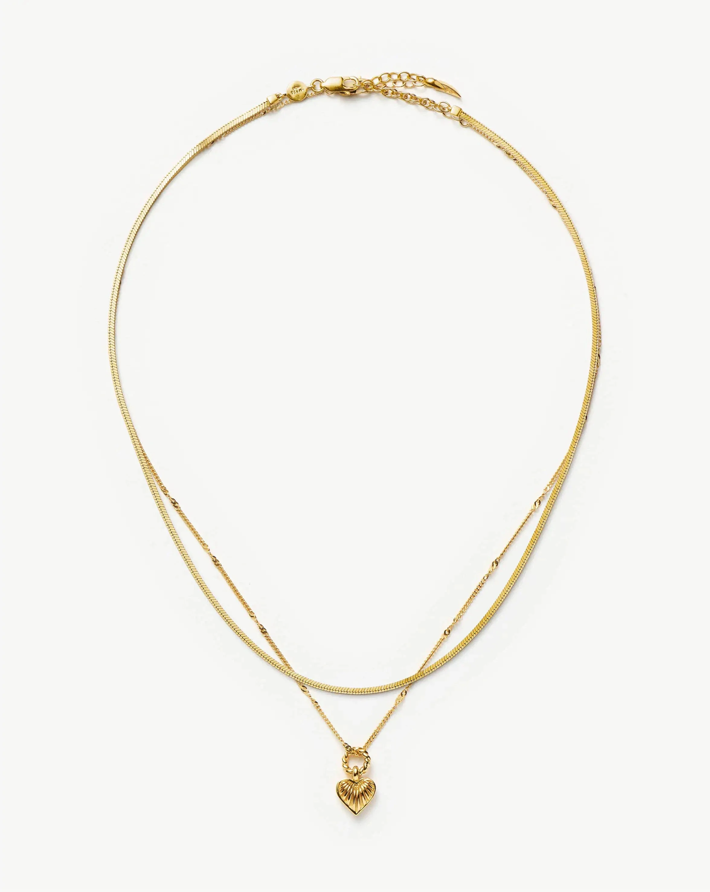 Mini Ridge Heart Chain Necklace Set | 18ct Gold Plated - Image 4