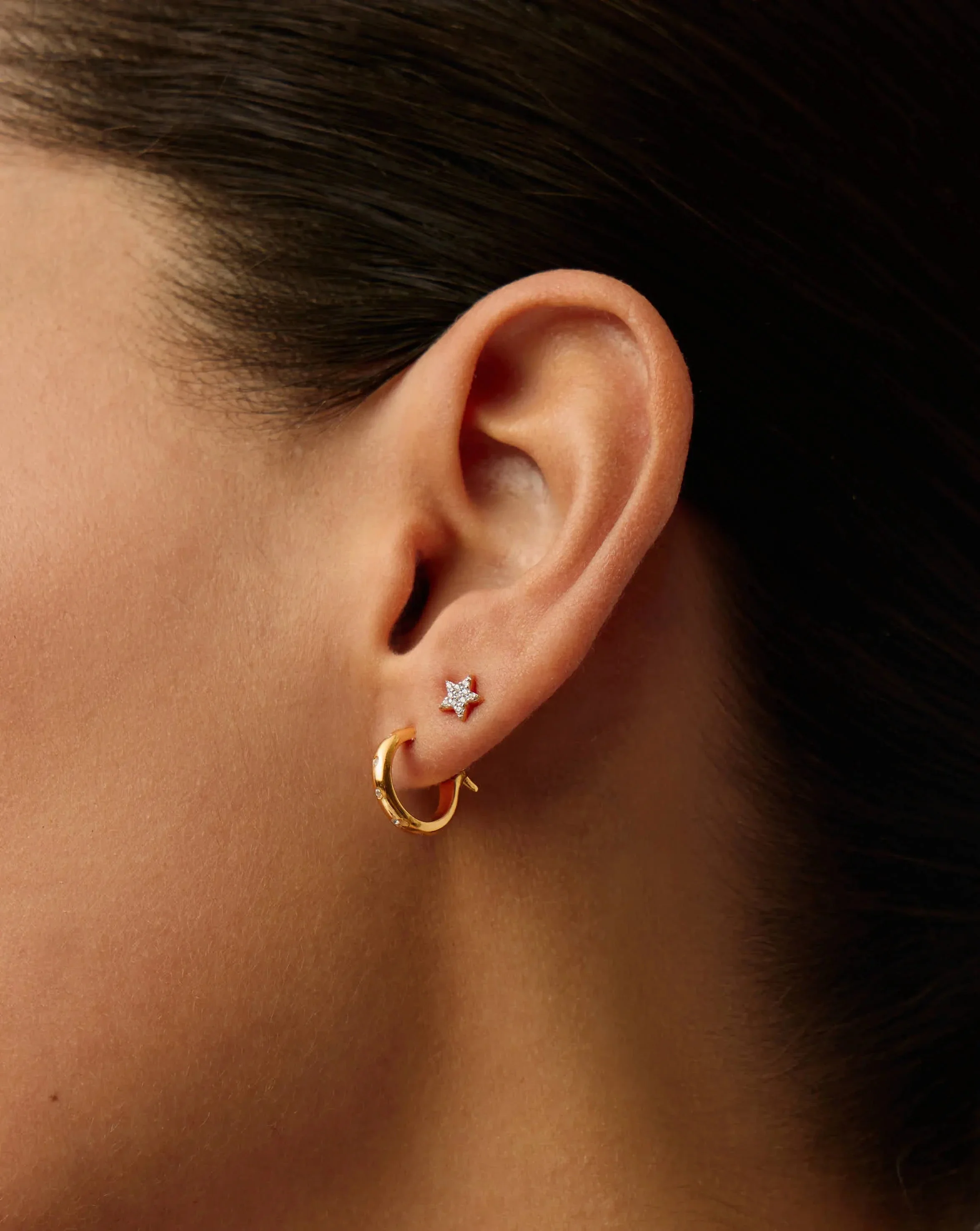Mini Solar Studded Hoop Earrings - Image 2