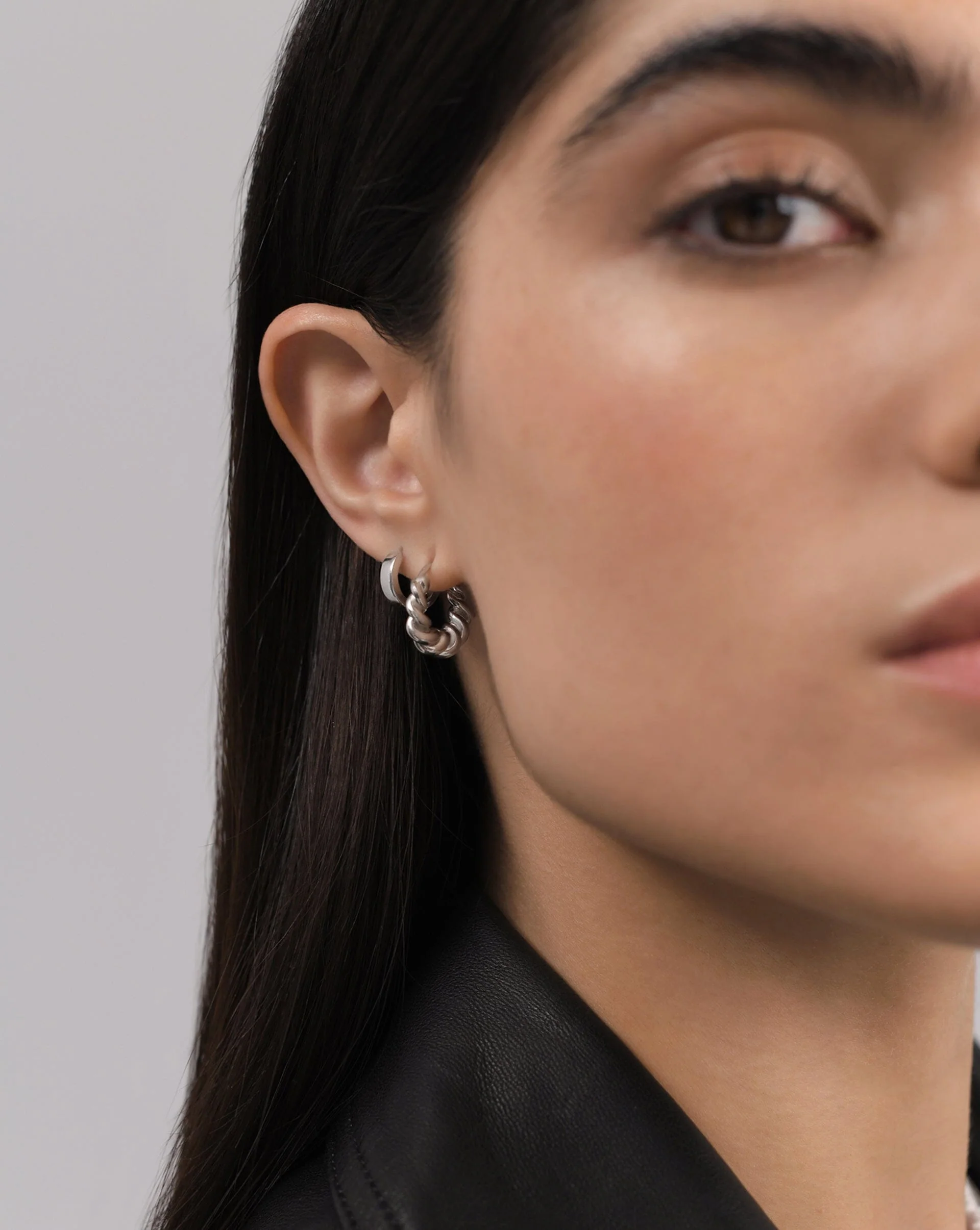 Small Tidal Hoop Earrings | Sterling Silver - Image 3