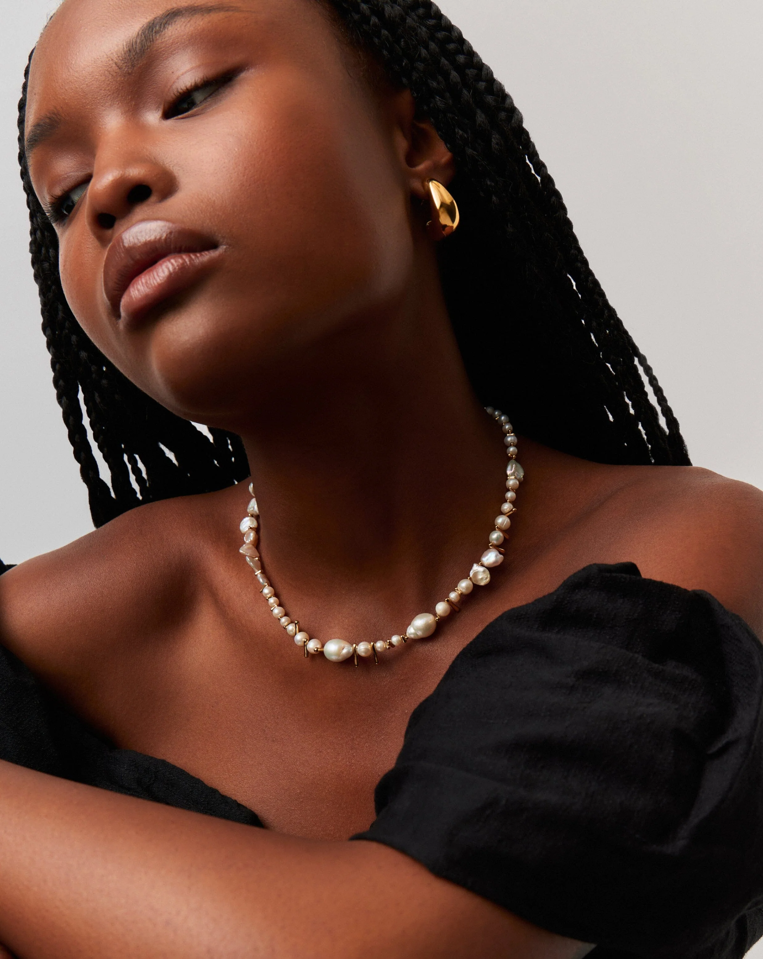 Mixed Pearl Statement Beaded Necklace | 18ct Gold Plated/Pearl - Image 2