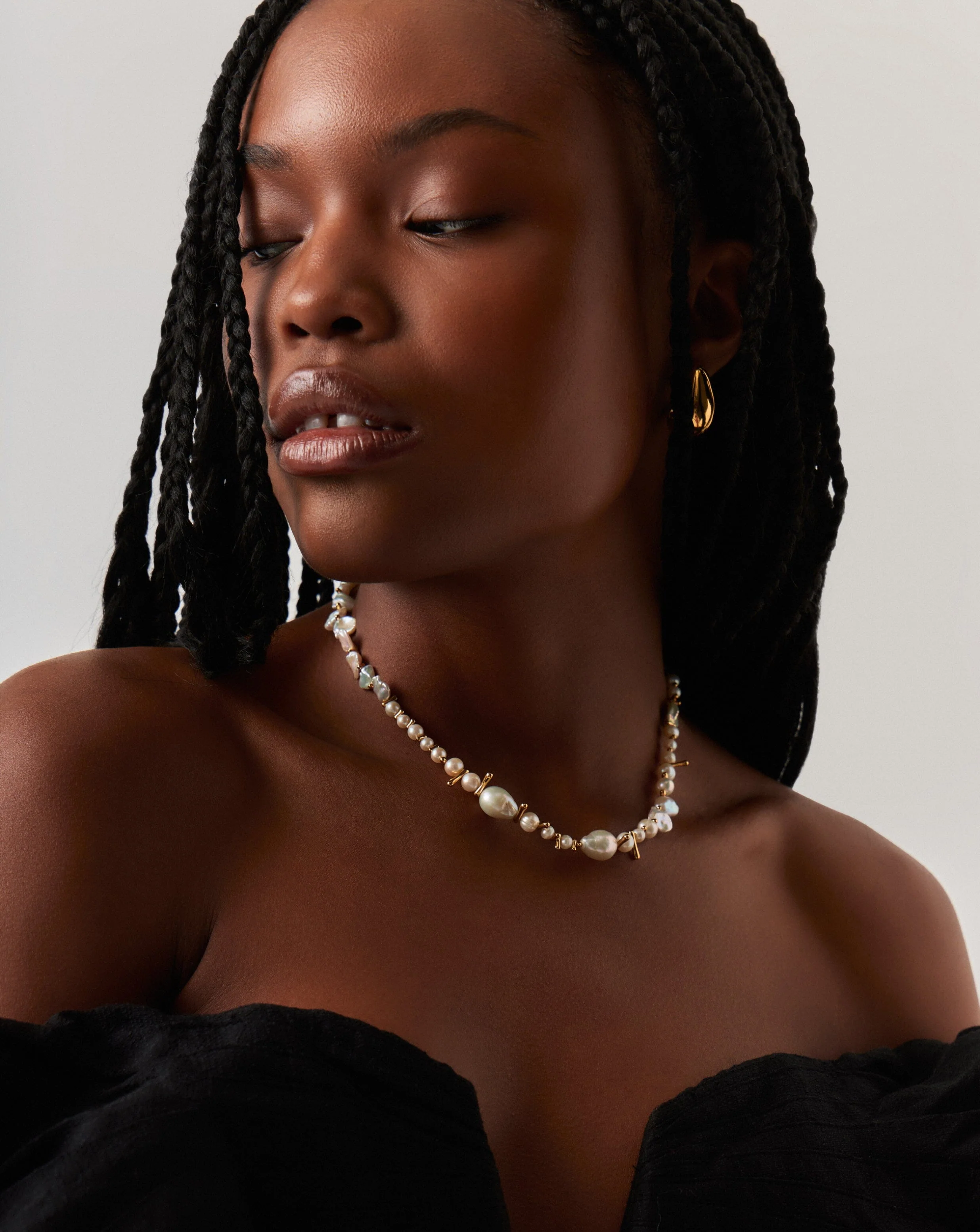 Mixed Pearl Statement Beaded Necklace | 18ct Gold Plated/Pearl - Image 6