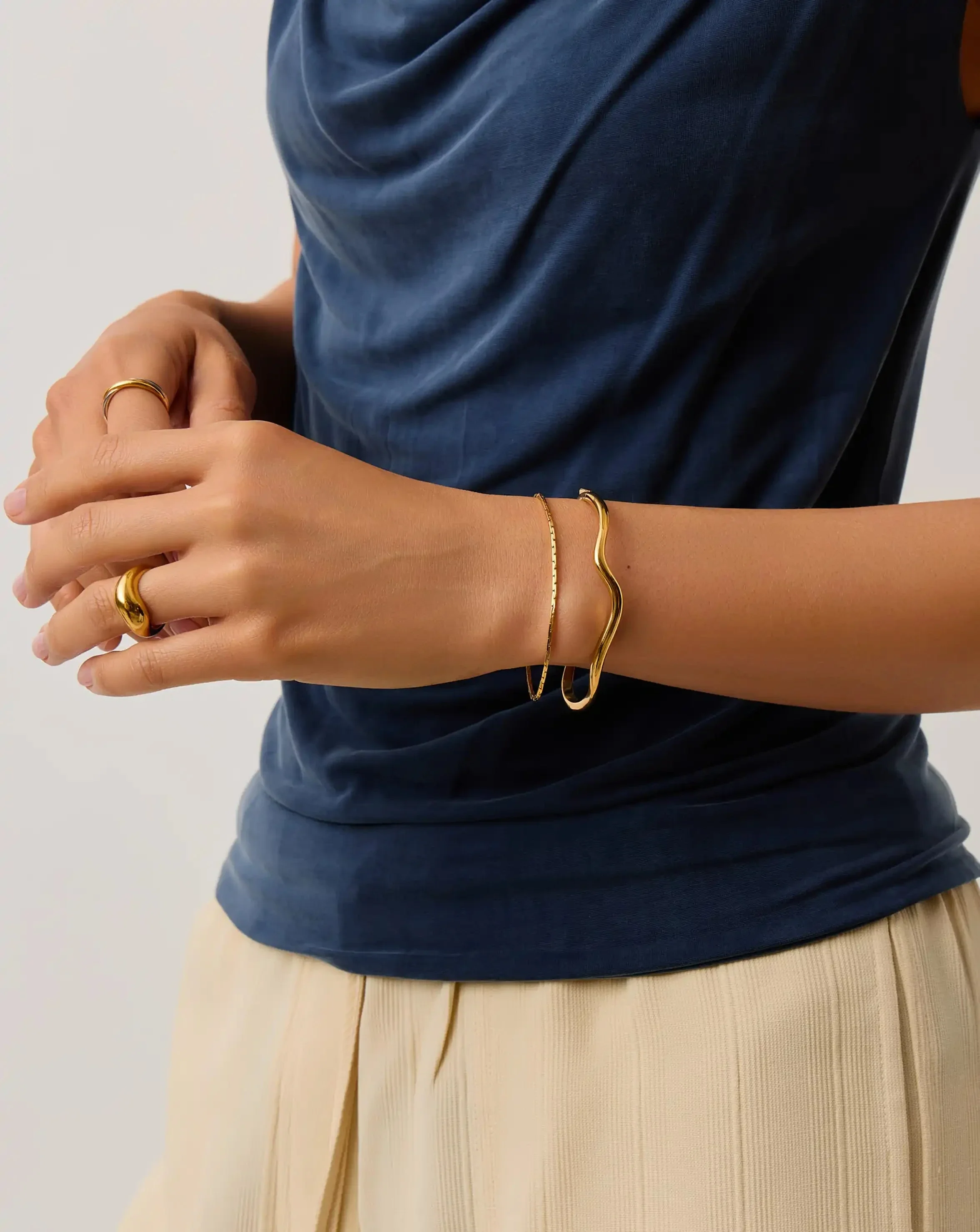 Molten Classic Hinged Bangle | 18ct Gold Plated - Image 2