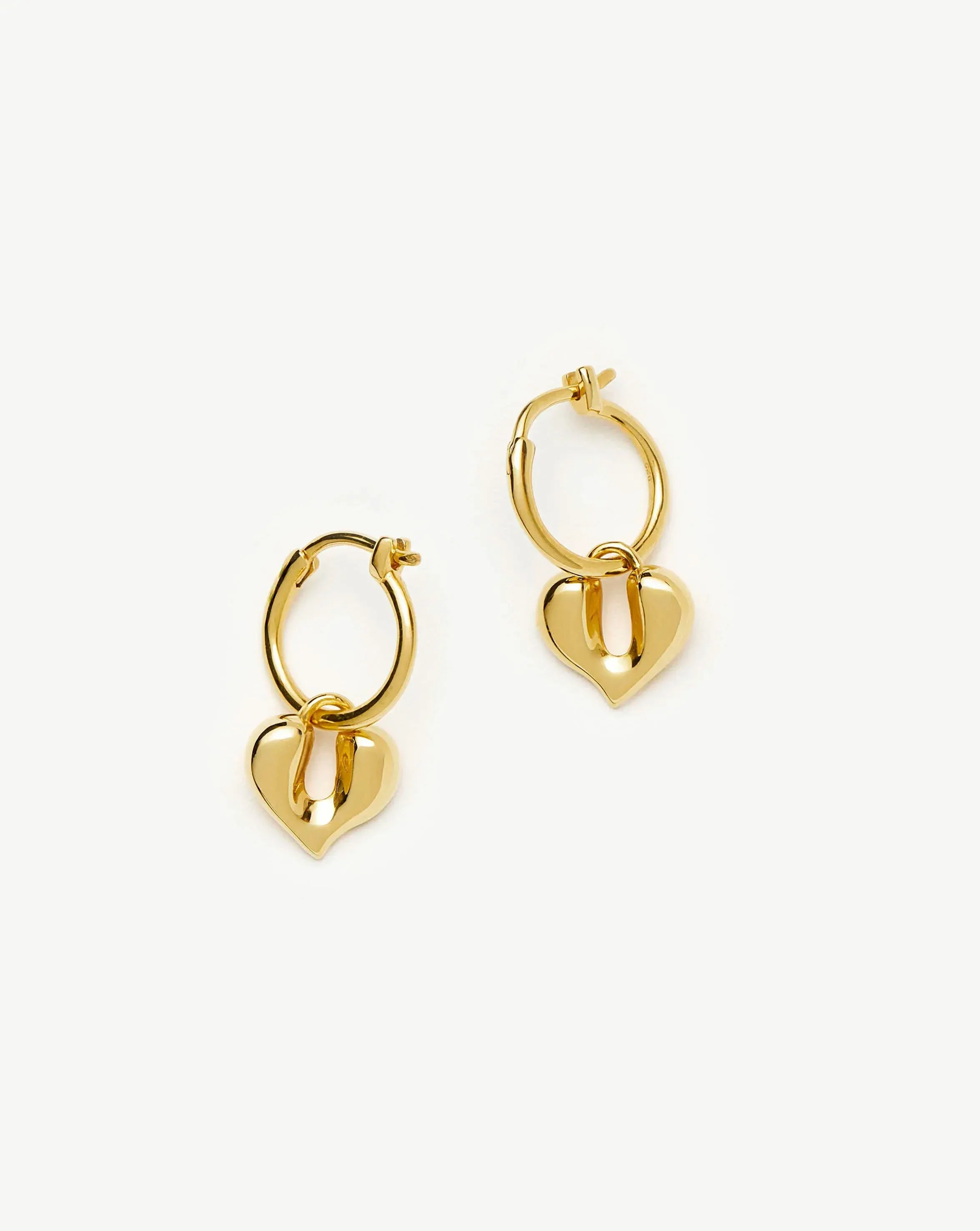Molten Heart Charm Hoop Earrings | 18ct Gold Vermeil - Image 4