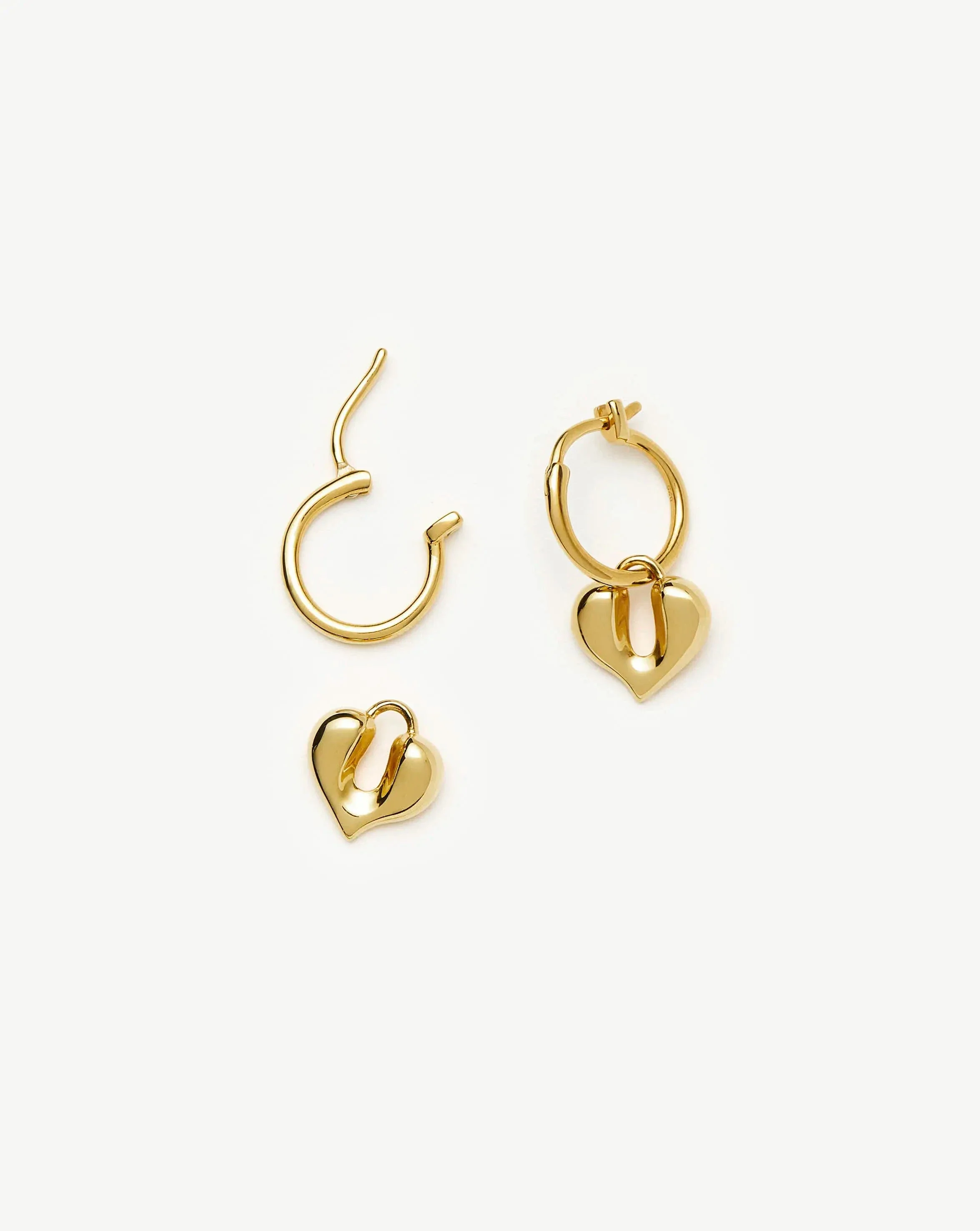 Molten Heart Charm Hoop Earrings | 18ct Gold Vermeil - Image 5