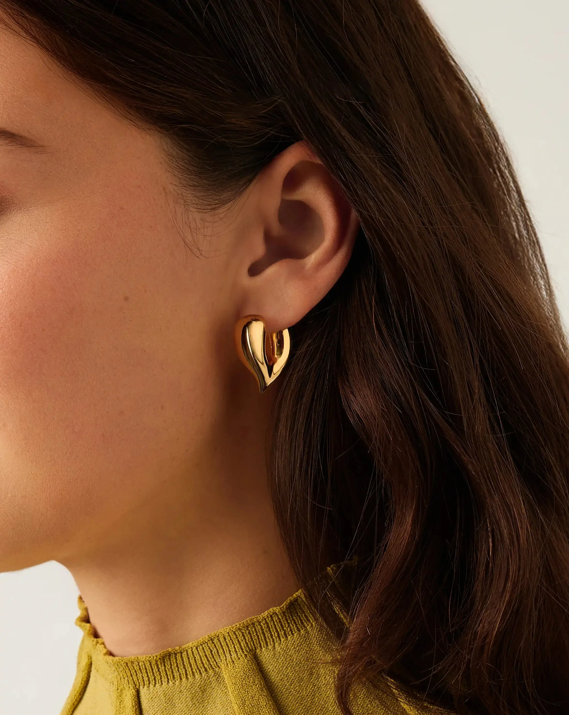 Molten Heart Medium Hoop Earrings | 18ct Gold Plated - Image 3