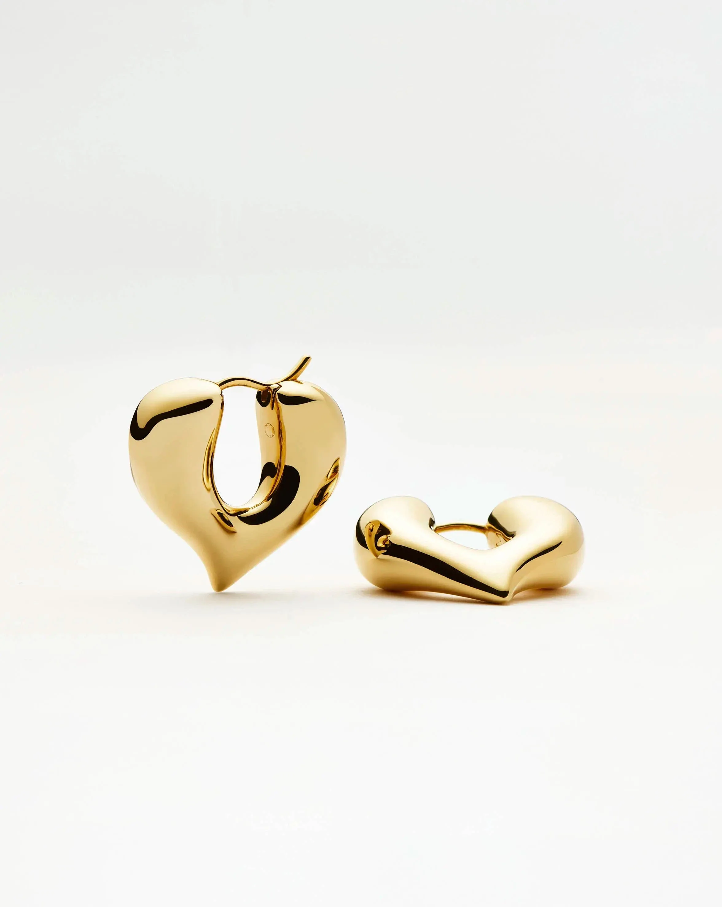 Molten Heart Medium Hoop Earrings | 18ct Gold Plated - Image 4