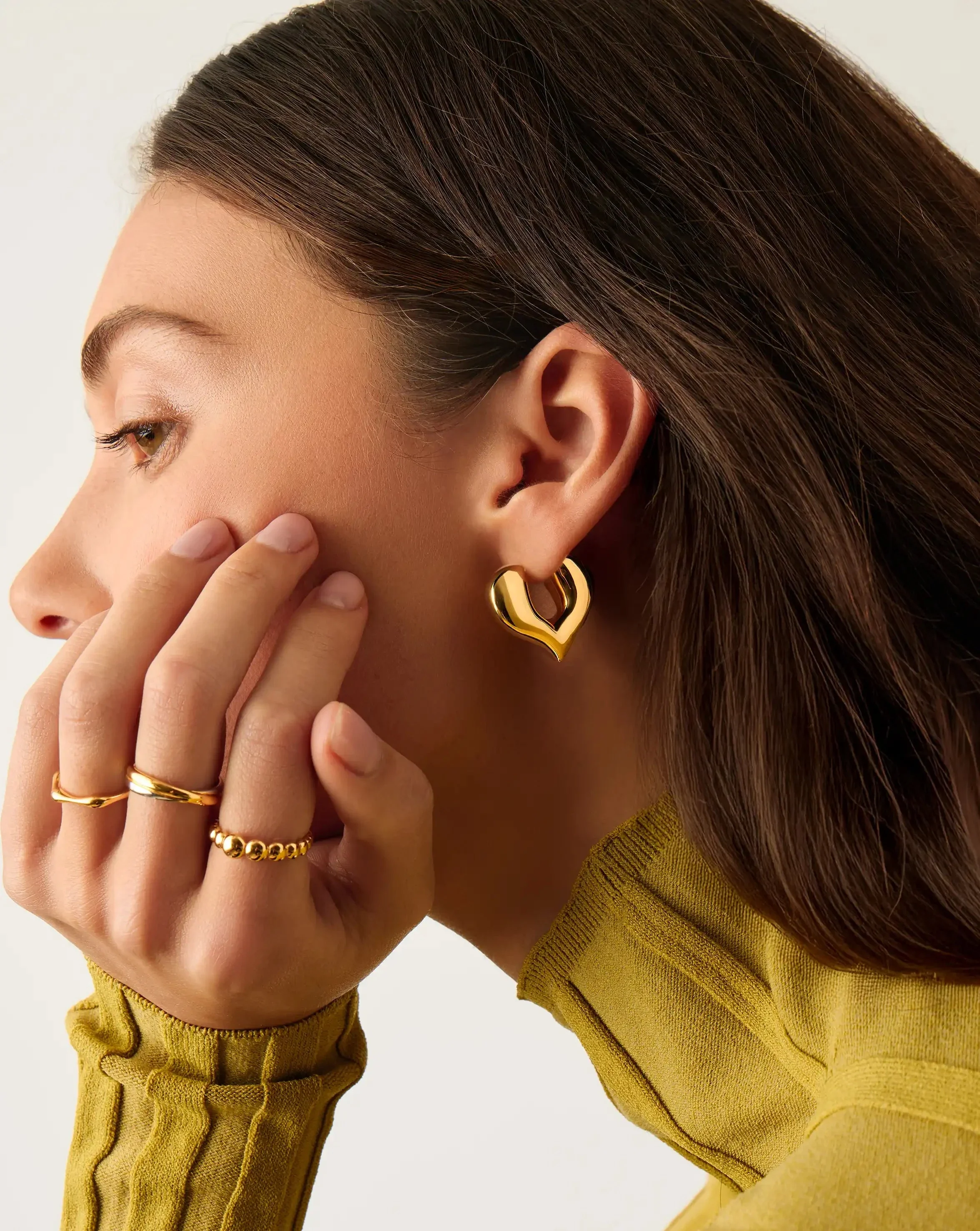 Molten Heart Medium Hoop Earrings | 18ct Gold Plated - Image 6