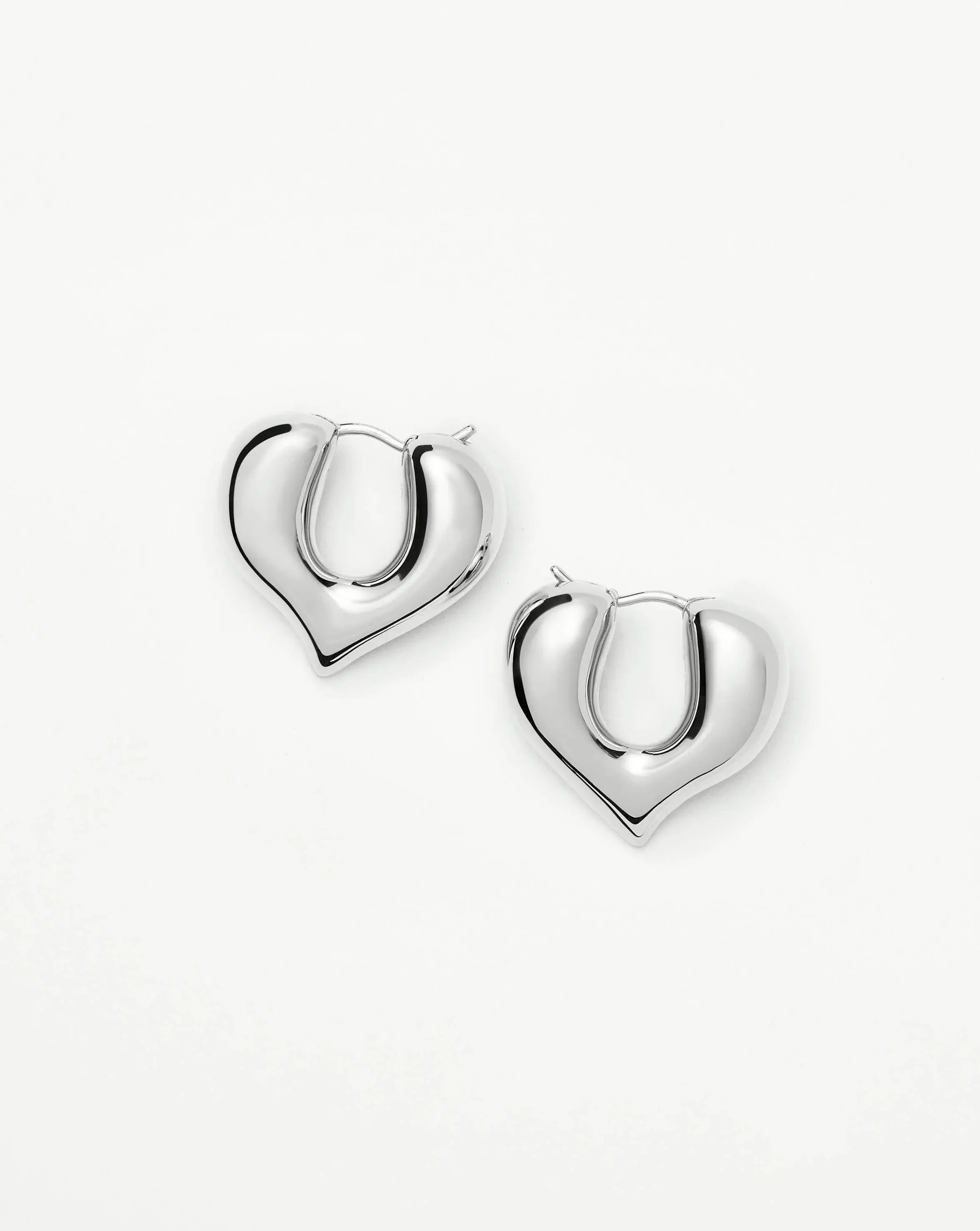 Molten Heart Medium Hoop Earrings | Silver Plated
