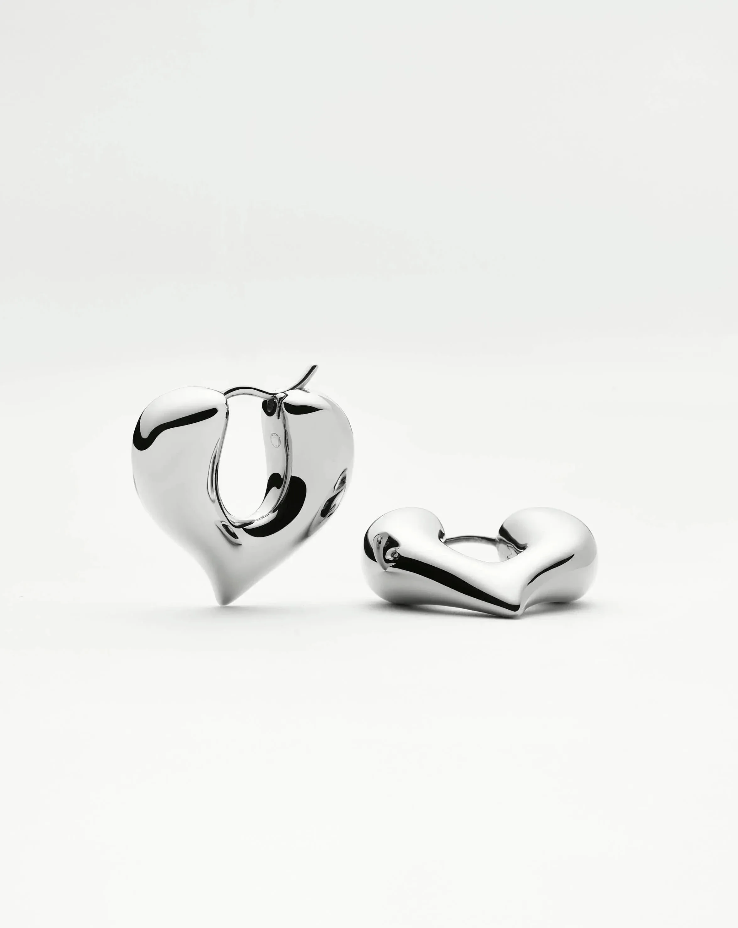 Molten Heart Medium Hoop Earrings | Silver Plated - Image 4