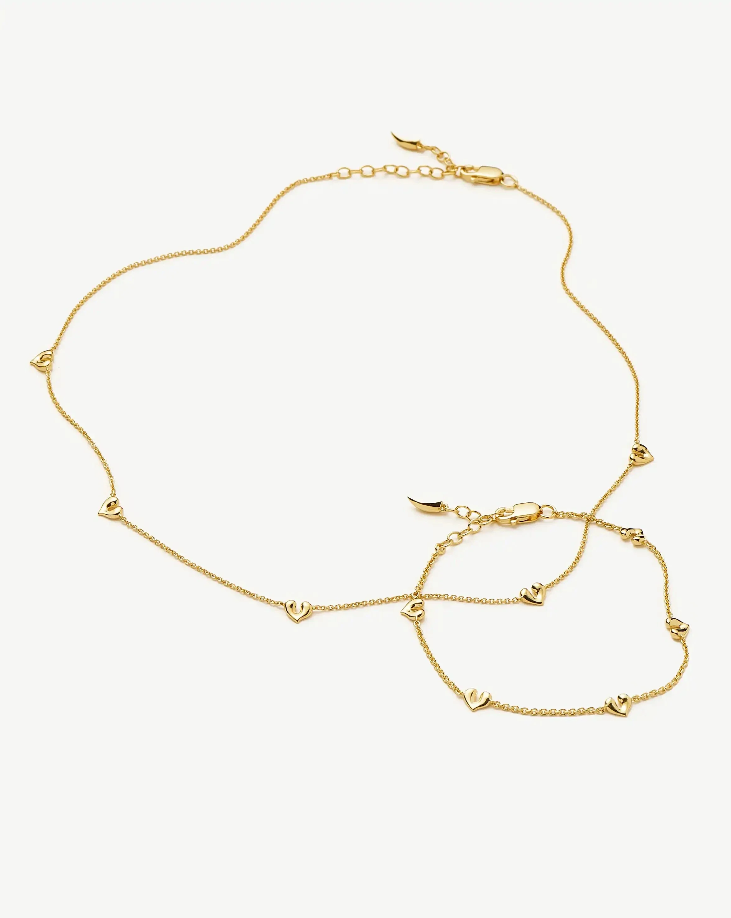 Molten Heart Mini Charm Choker & Bracelet Set | 18ct Gold Vermeil - Image 4