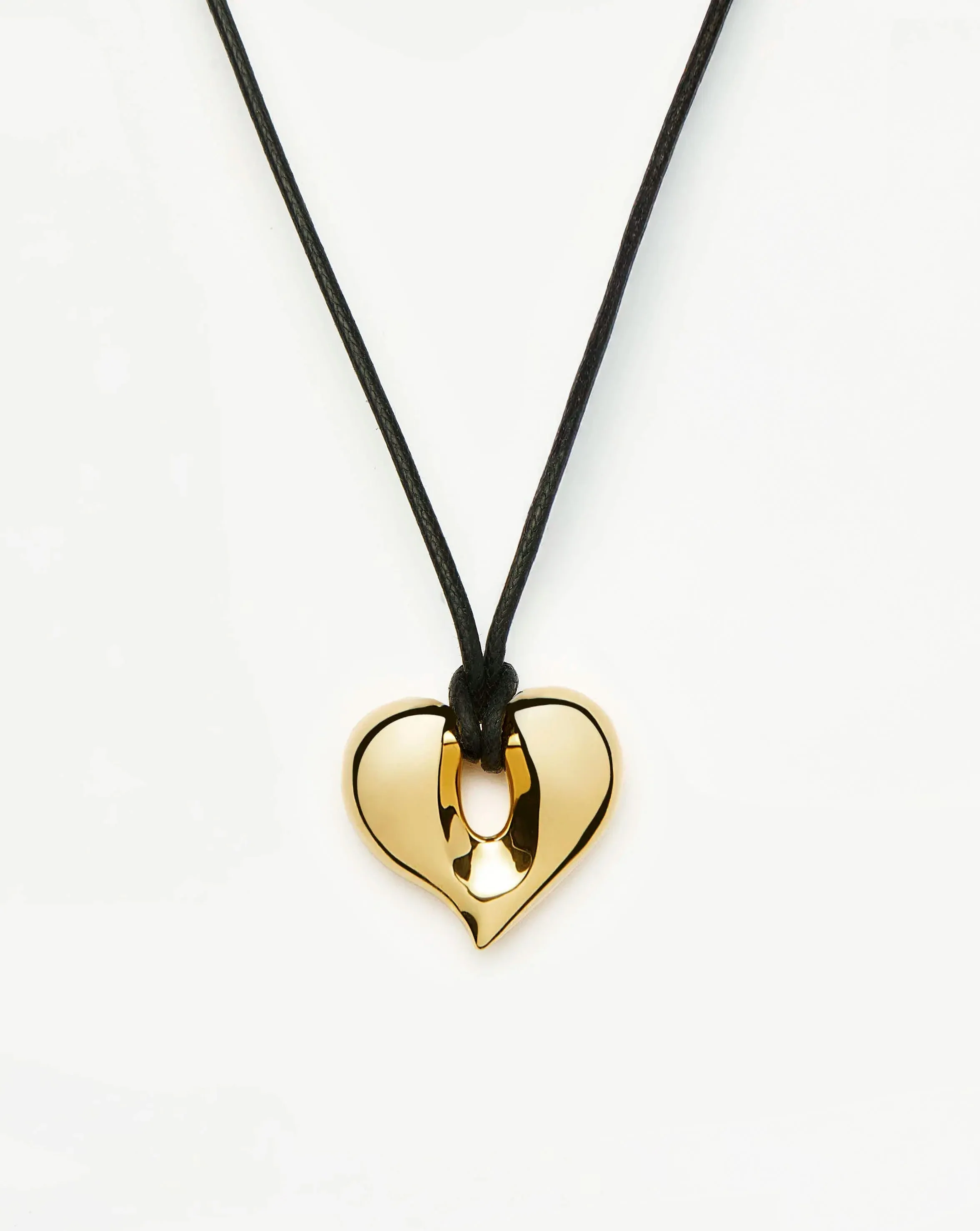 Molten Heart Pendant Cord Necklace | 18ct Gold Plated