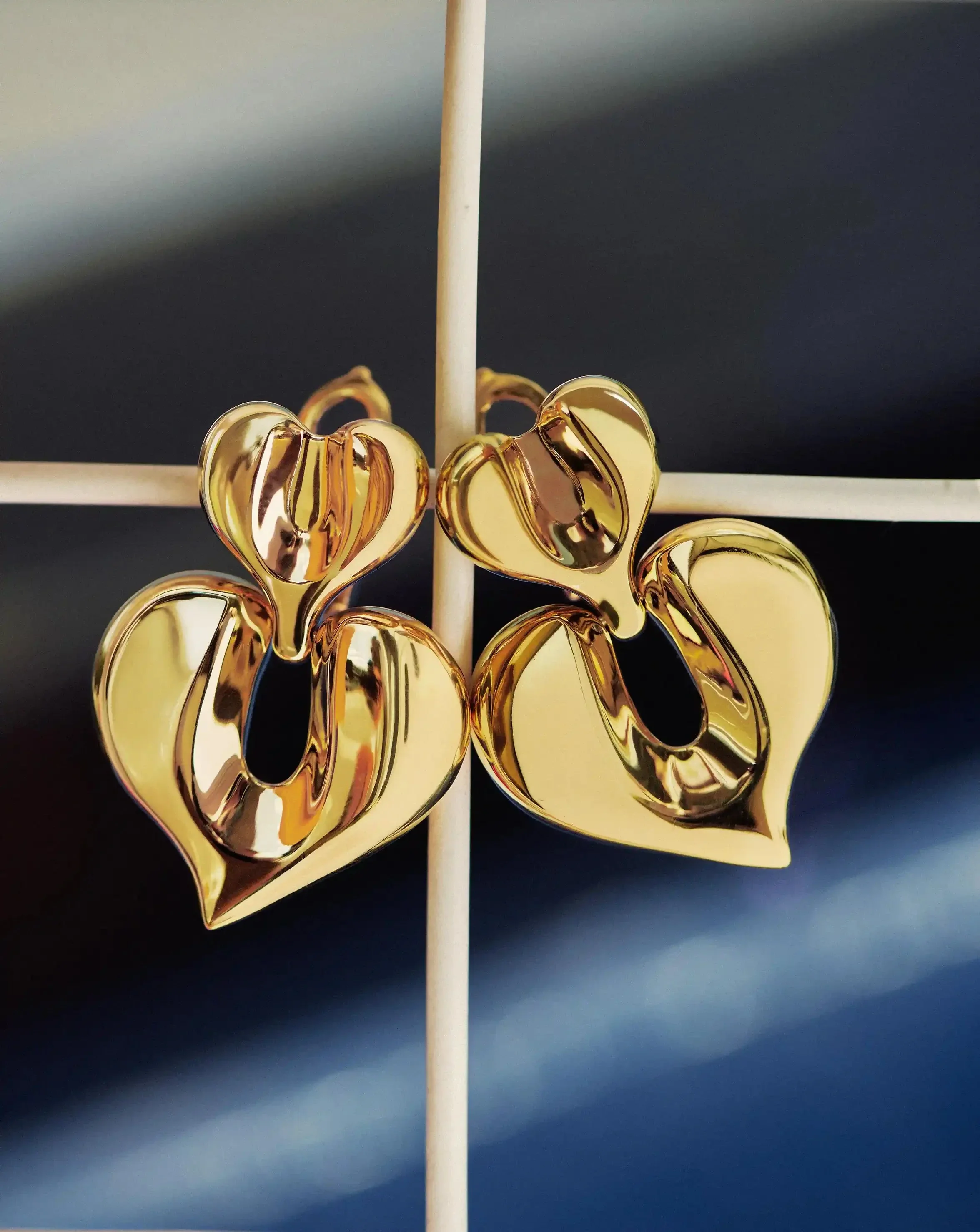 Molten Heart Statement Earrings | 18ct Gold Plated - Image 5