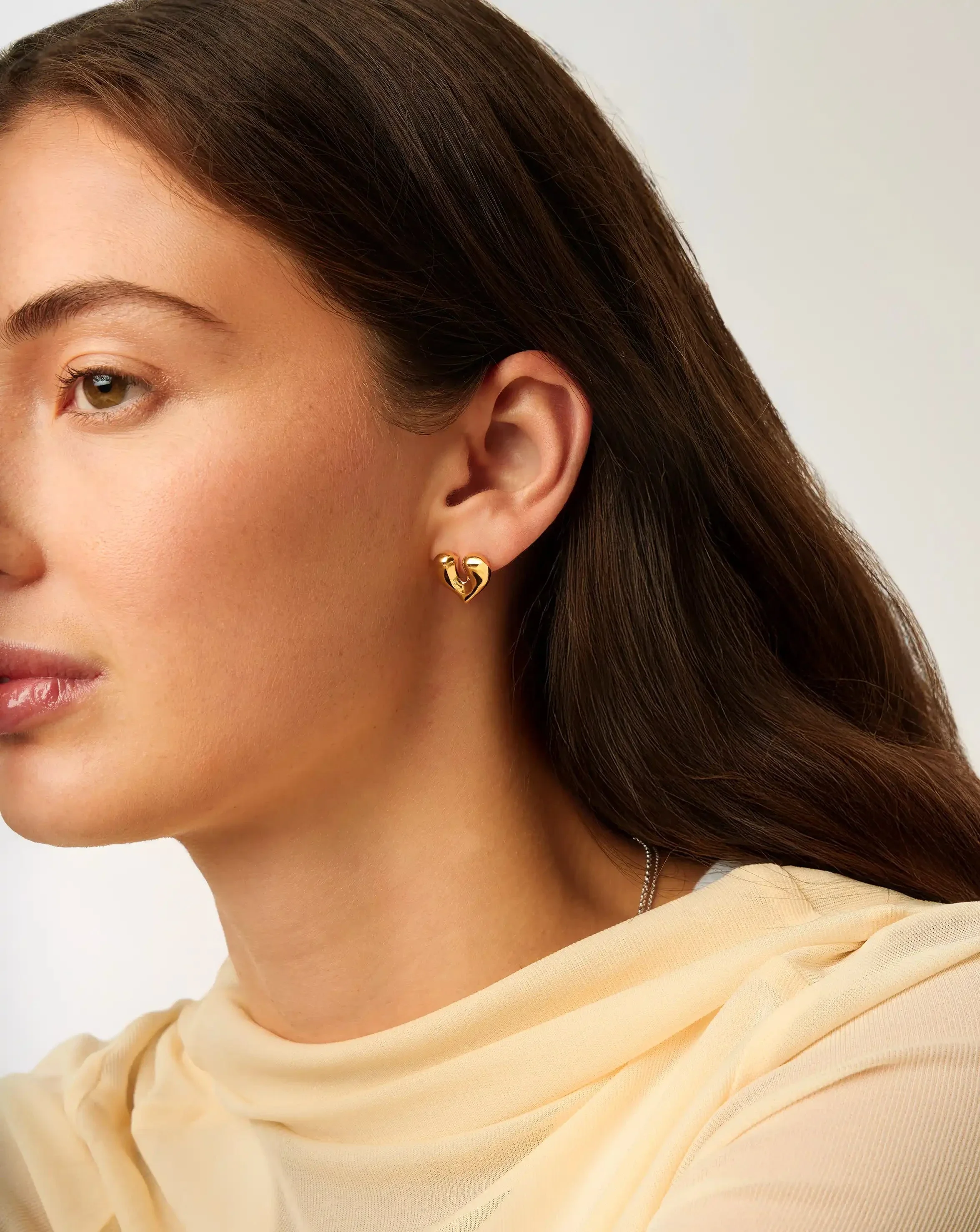 Molten Heart Stud Earrings | 18ct Gold Plated - Image 3