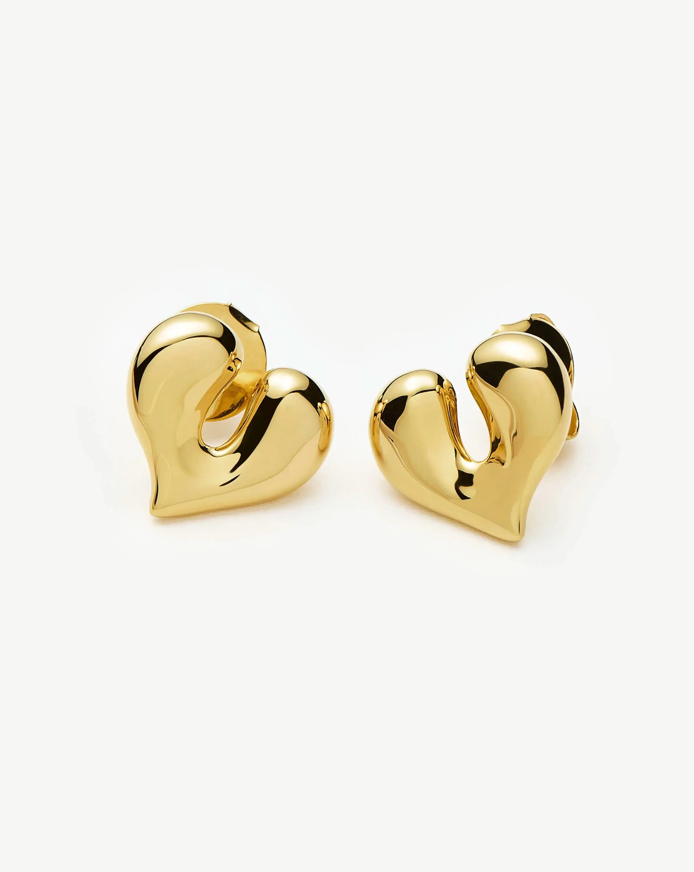 Molten Heart Stud Earrings | 18ct Gold Plated - Image 4