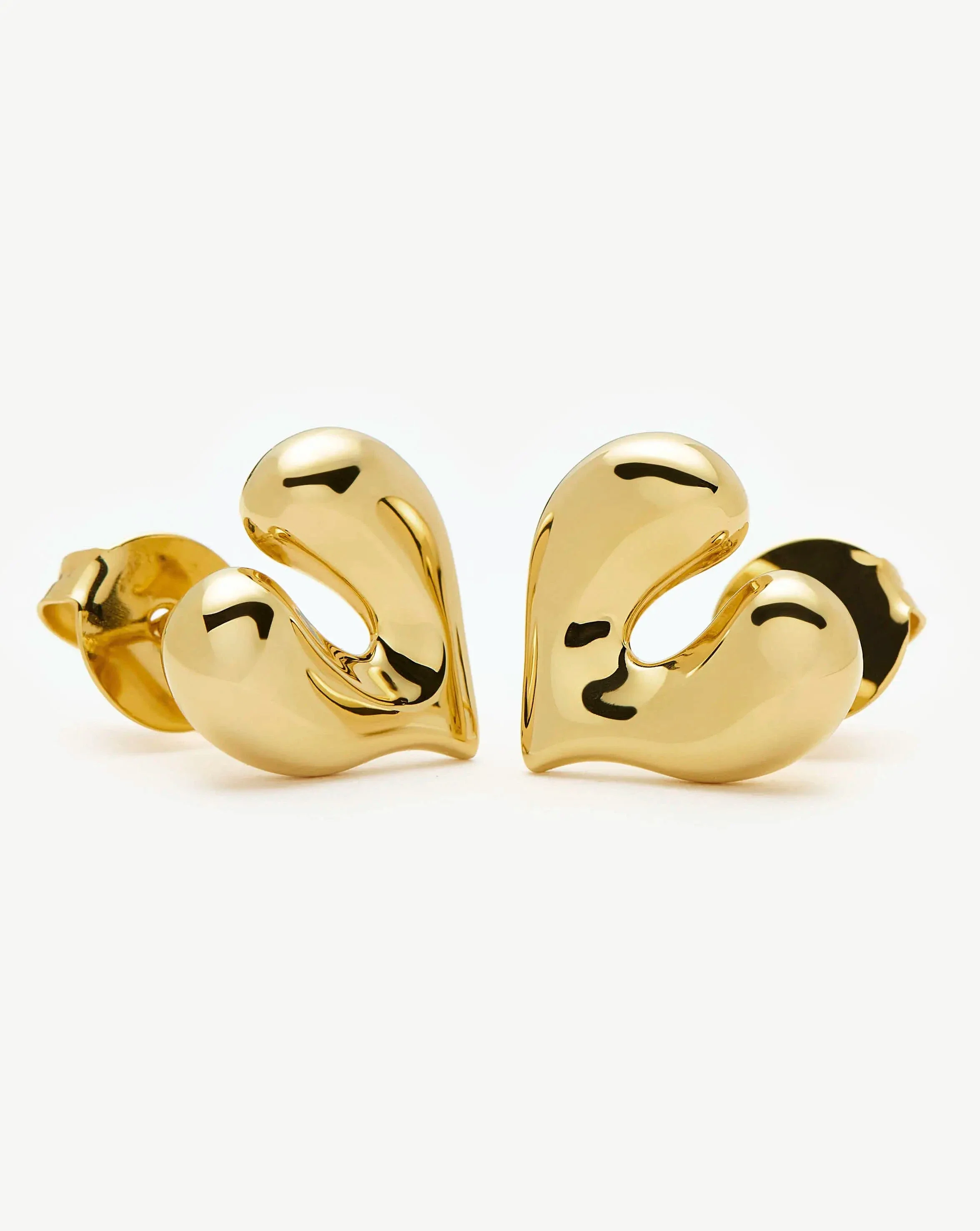 Molten Heart Stud Earrings | 18ct Gold Plated - Image 5
