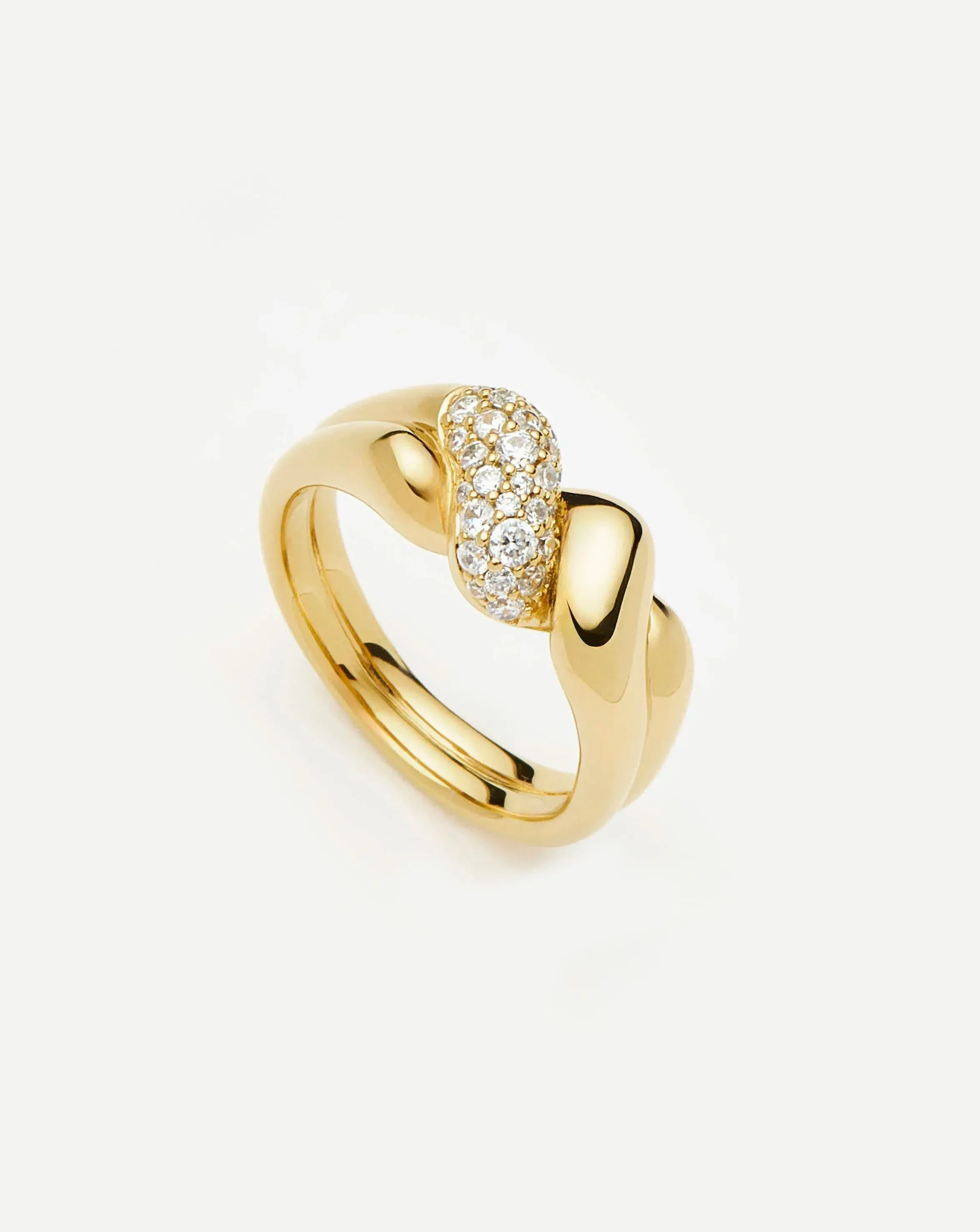 Molten Snow Double Statement Ring | 18ct Gold Plated/Cubic Zirconia - Image 4