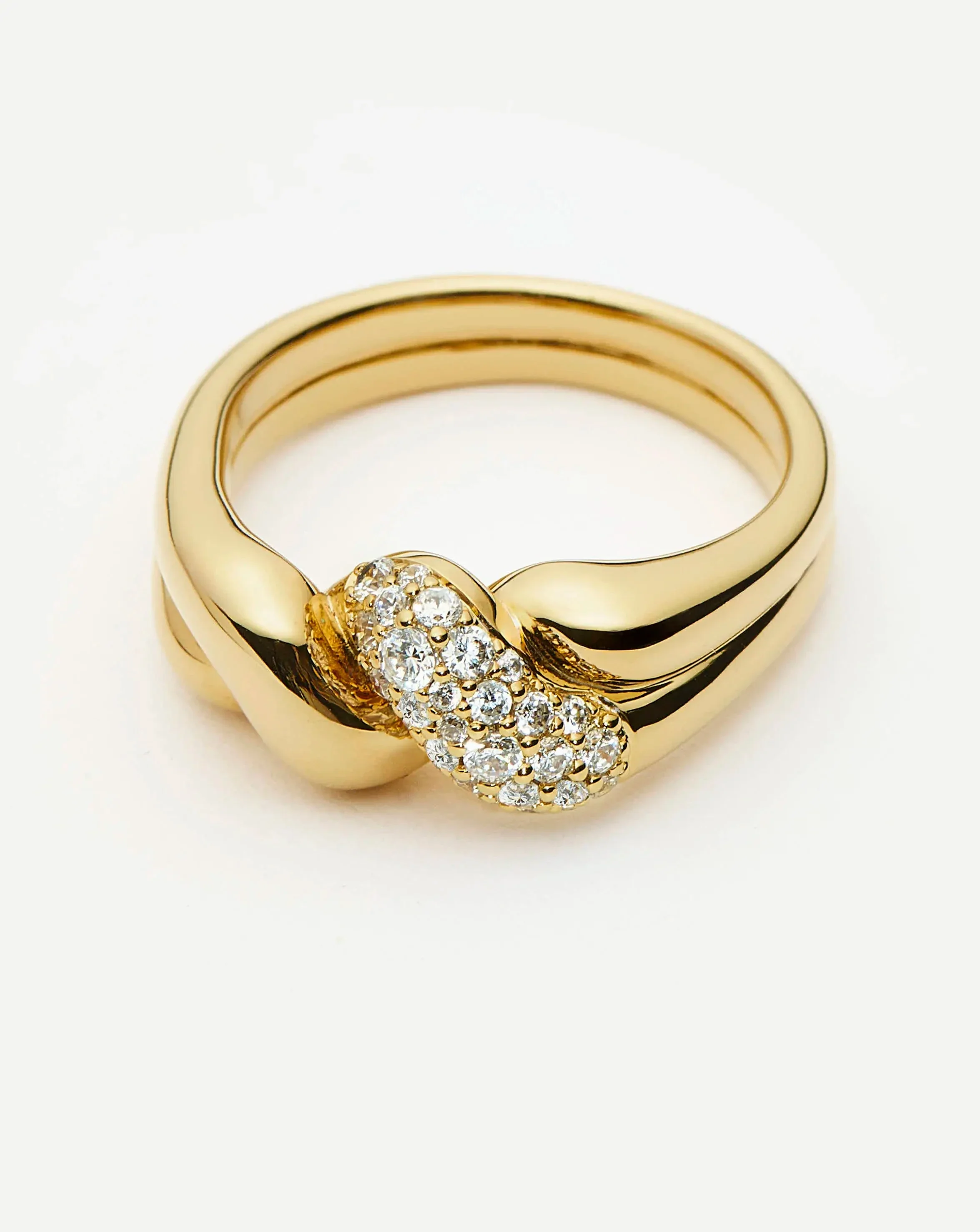 Molten Snow Double Statement Ring | 18ct Gold Plated/Cubic Zirconia - Image 5