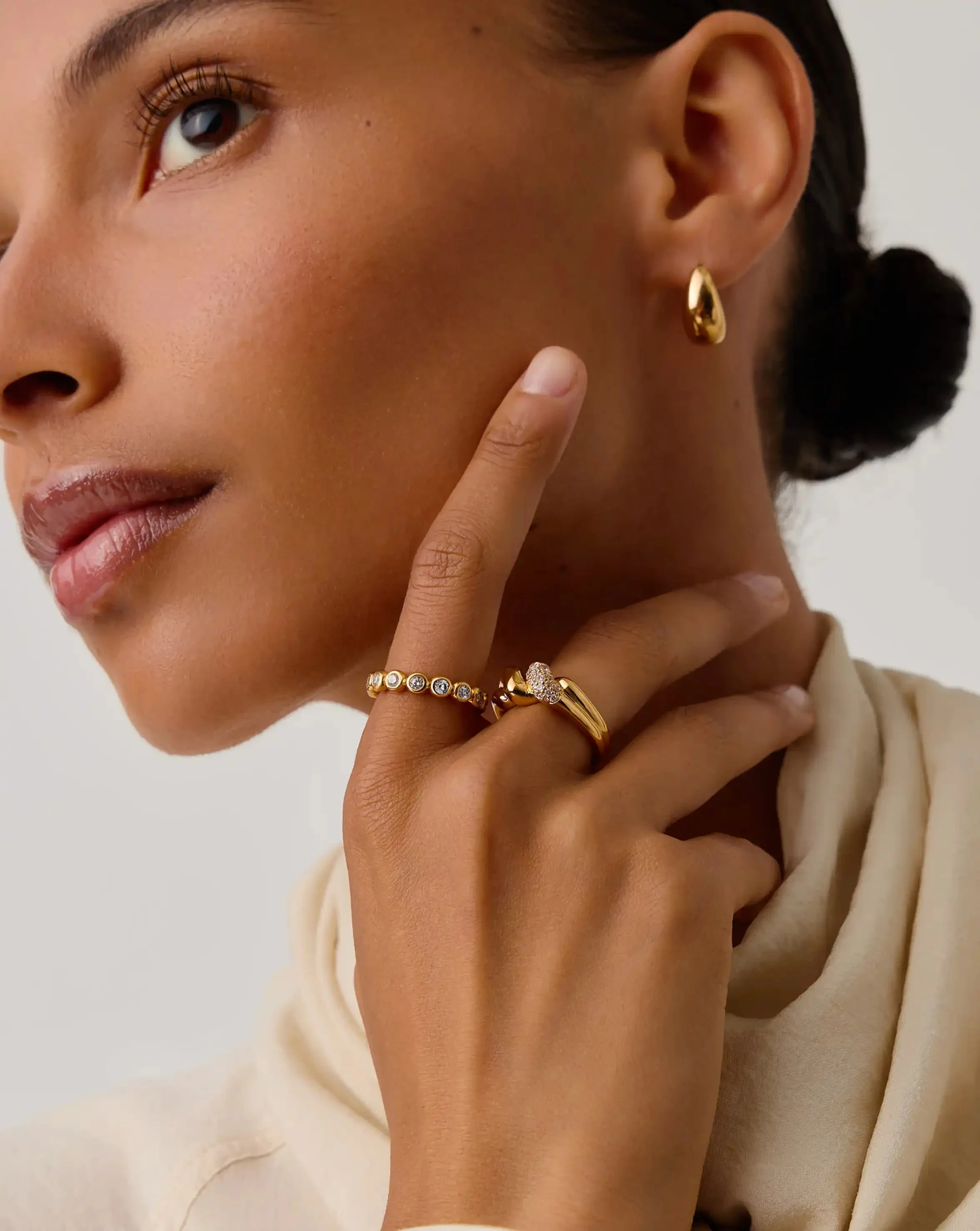 Molten Snow Double Statement Ring | 18ct Gold Plated/Cubic Zirconia - Image 6