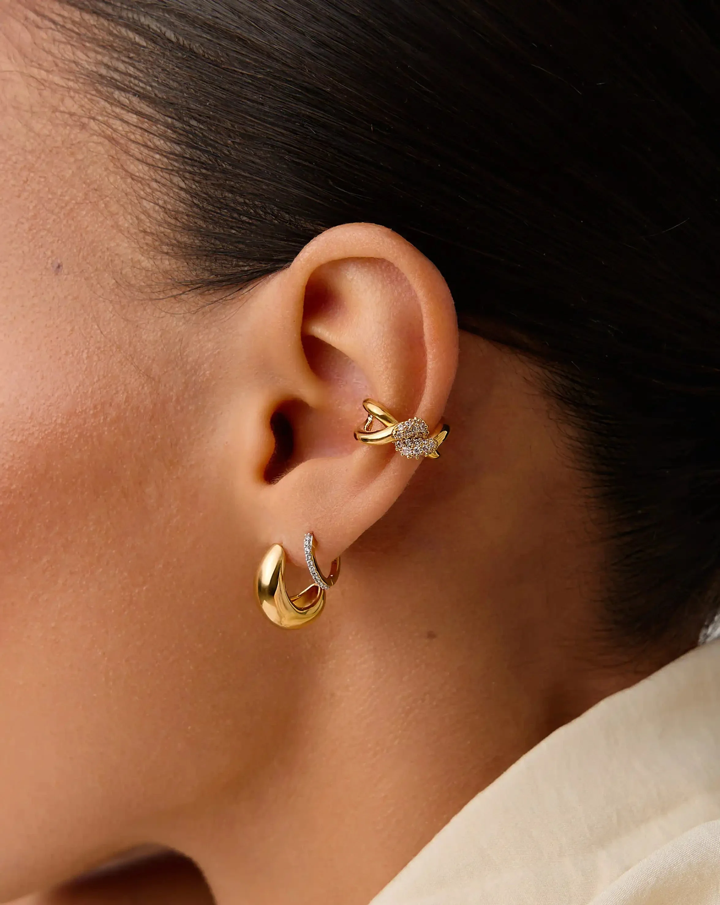 Molten Snow Ear Cuff | 18ct Gold Plated/Cubic Zirconia - Image 2