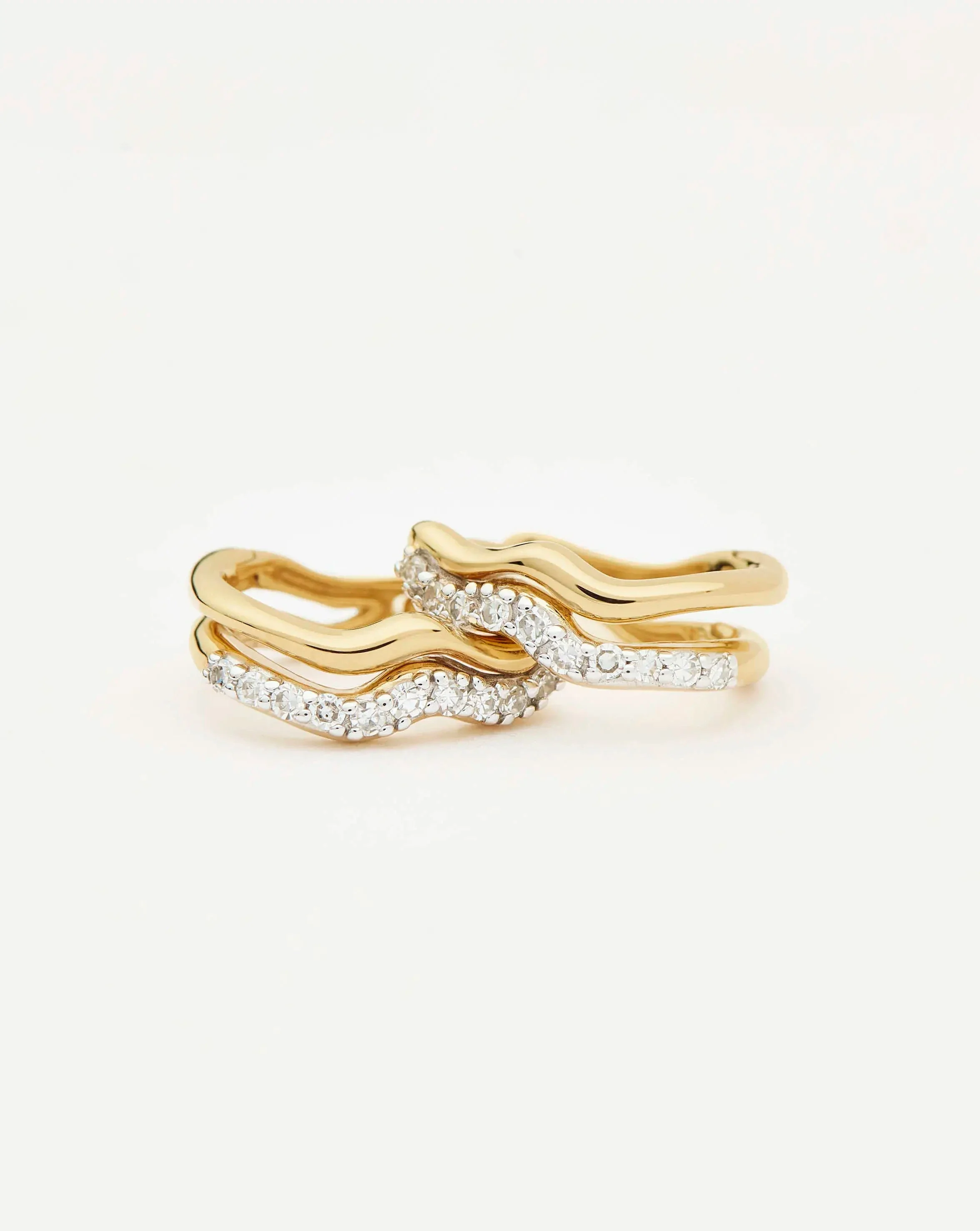 Molten Snow Solid Gold Diamond Double Mini Hoop Earrings | 14ct Solid Gold/Lab Grown Diamond - Image 4