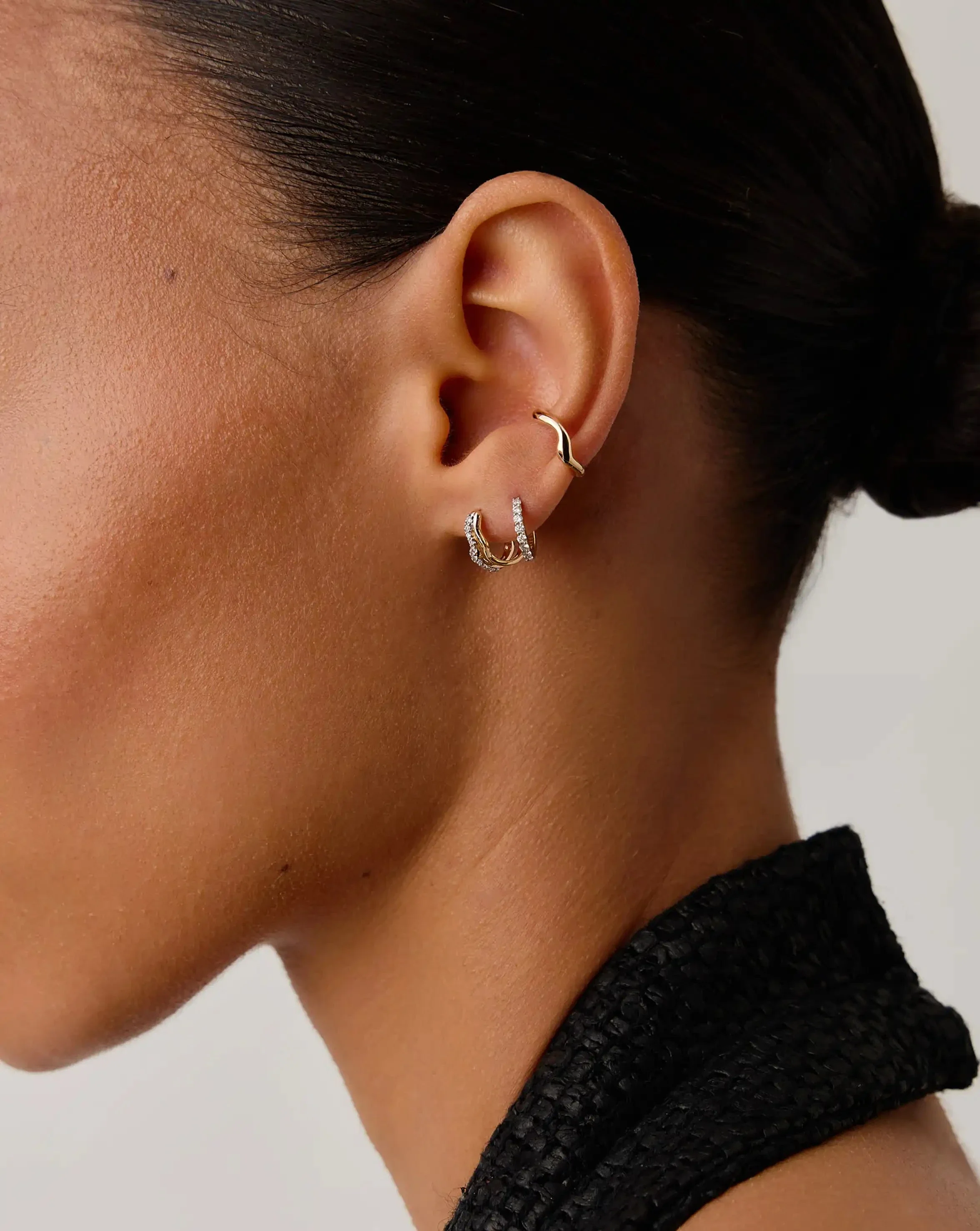 Molten Snow Solid Gold Ear Cuff | 14ct Solid Gold - Image 2