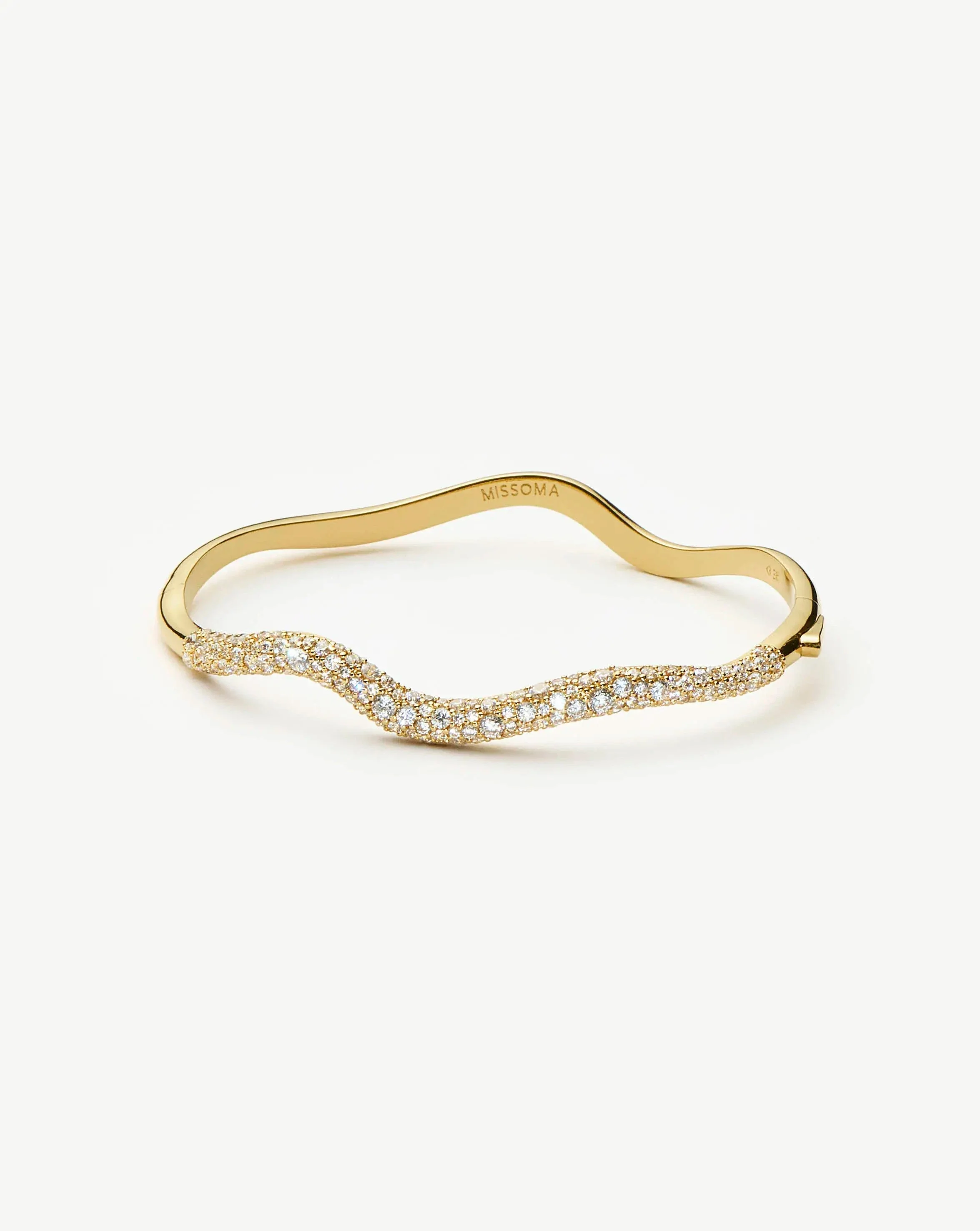 Molten Snow Ripple Hinged Bangle | 18ct Gold Plated/Cubic Zirconia