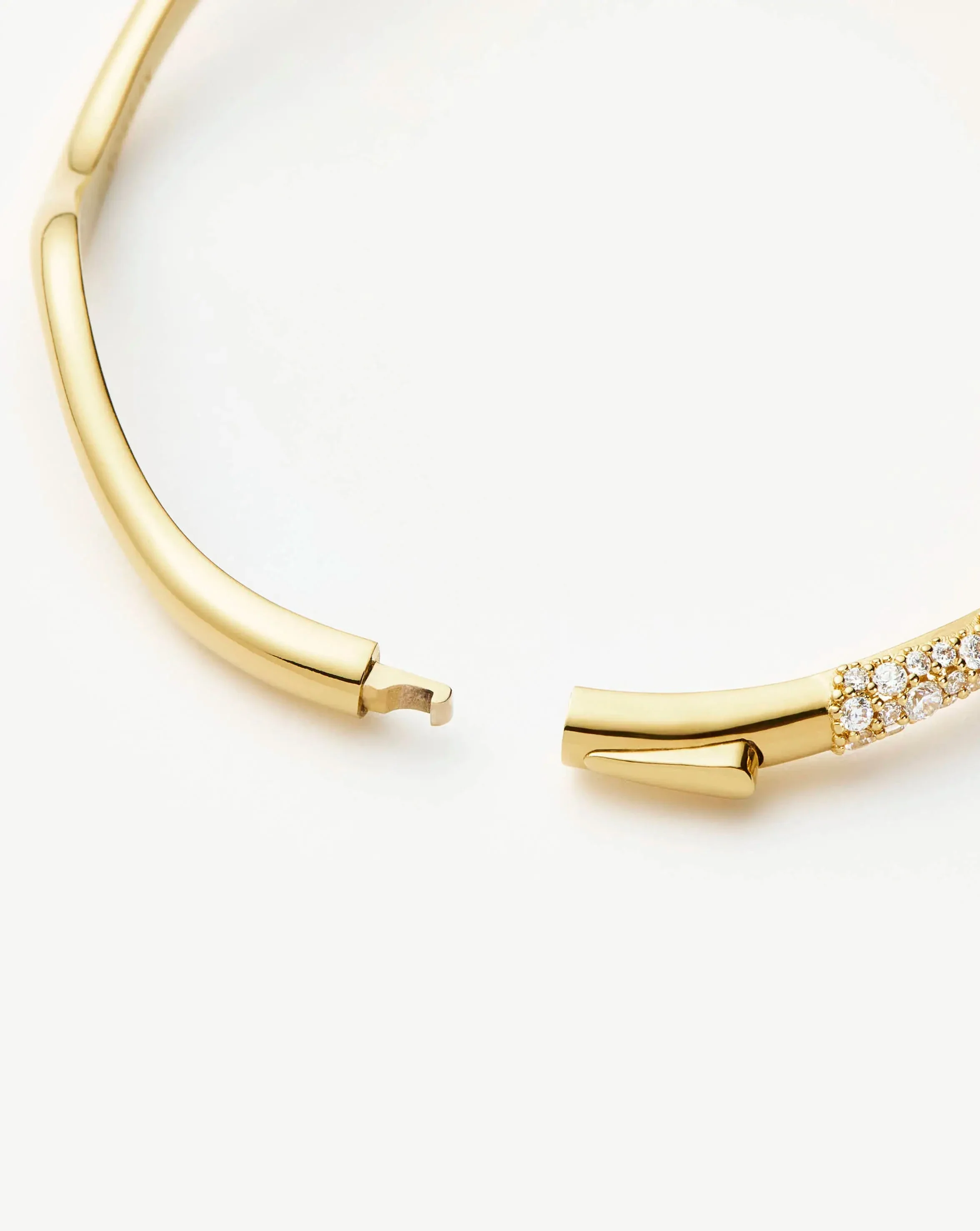 Molten Snow Ripple Hinged Bangle | 18ct Gold Plated/Cubic Zirconia - Image 8