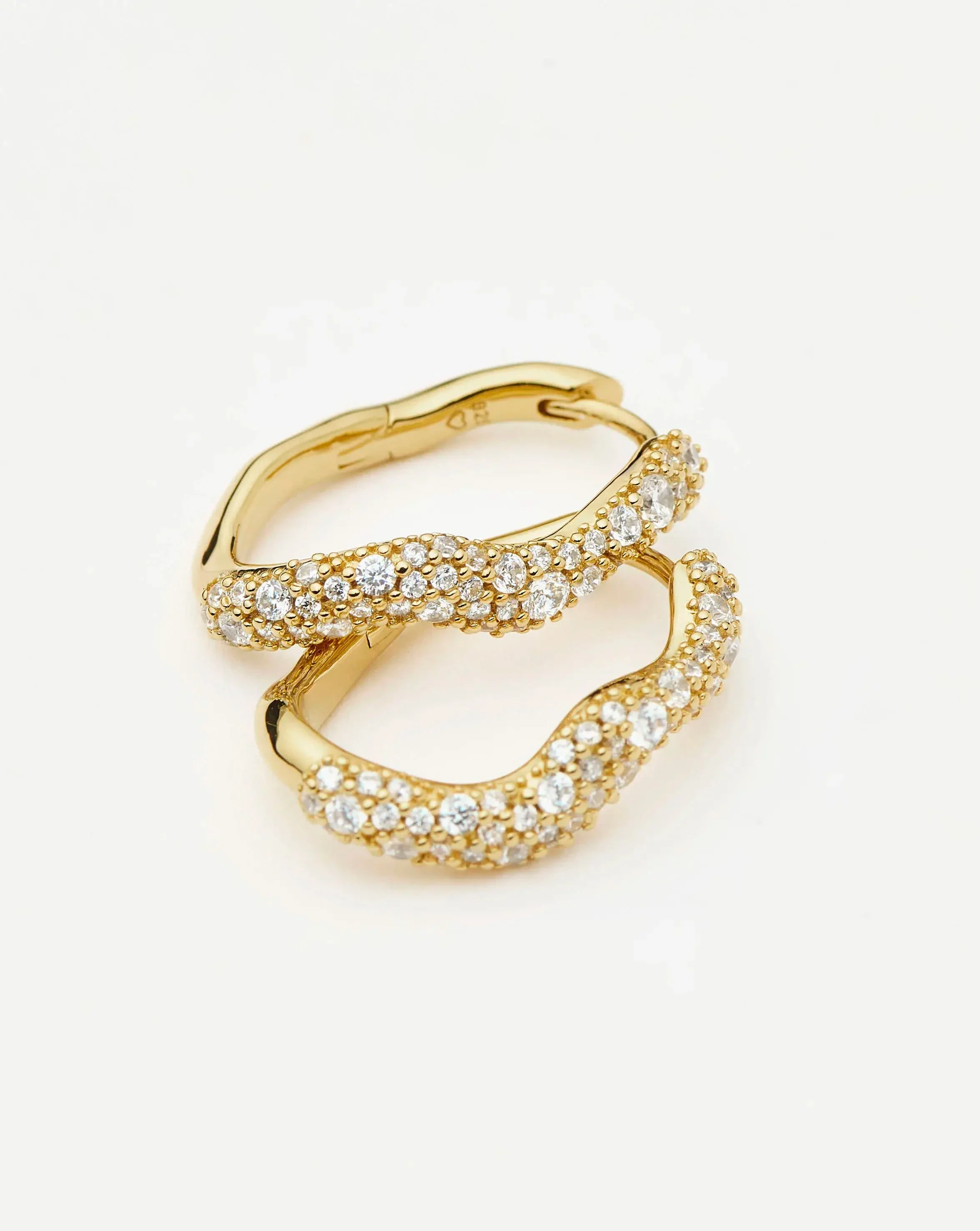 Molten Snow Small Hoop Earrings | 18ct Gold Vermeil/Cubic Zirconia - Image 4