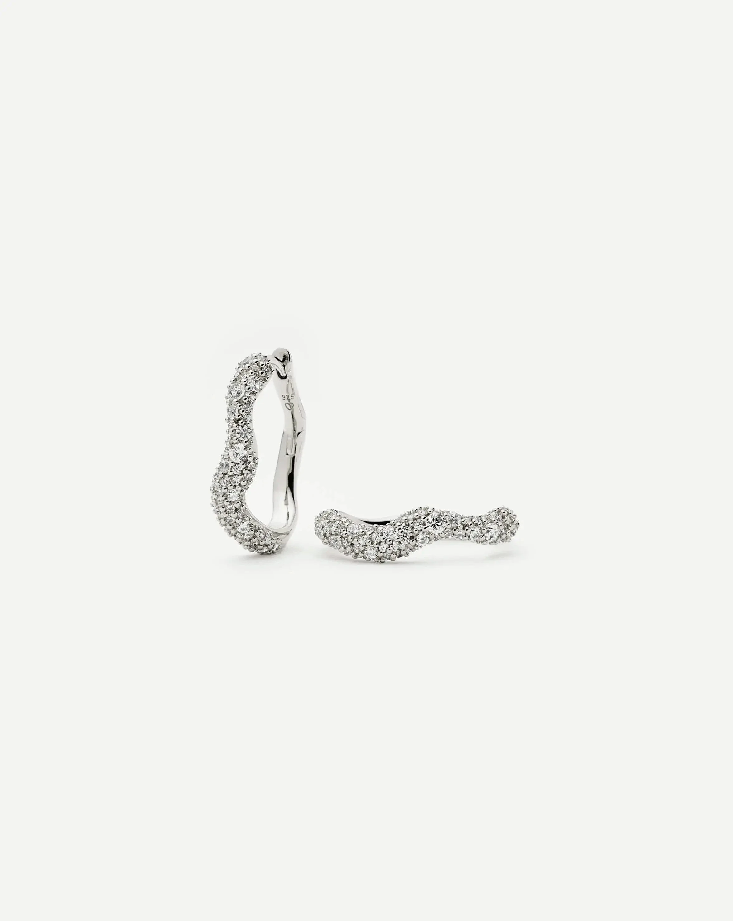 Molten Snow Small Hoop Earrings | Sterling Silver/Cubic Zirconia