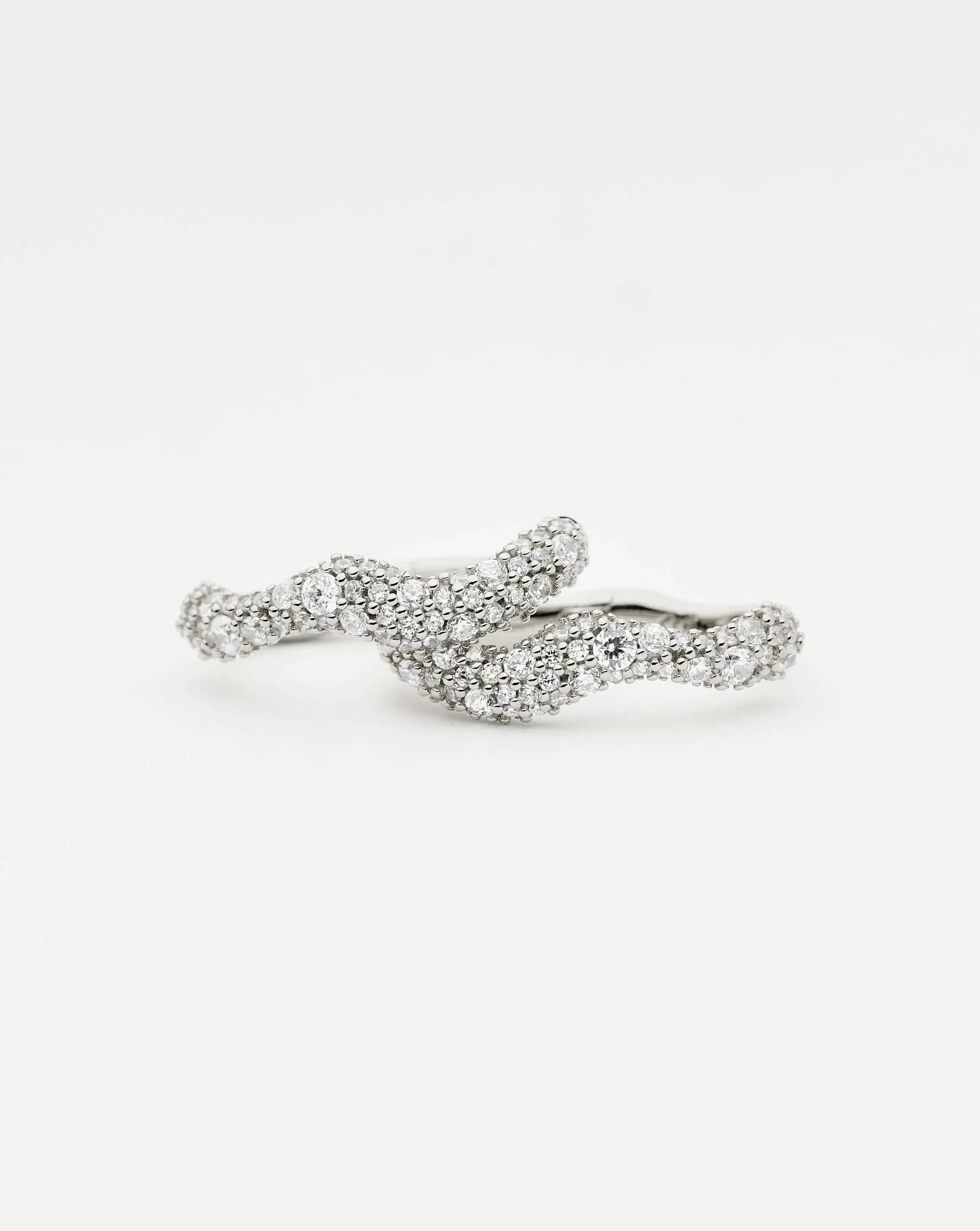Molten Snow Small Hoop Earrings | Sterling Silver/Cubic Zirconia - Image 5