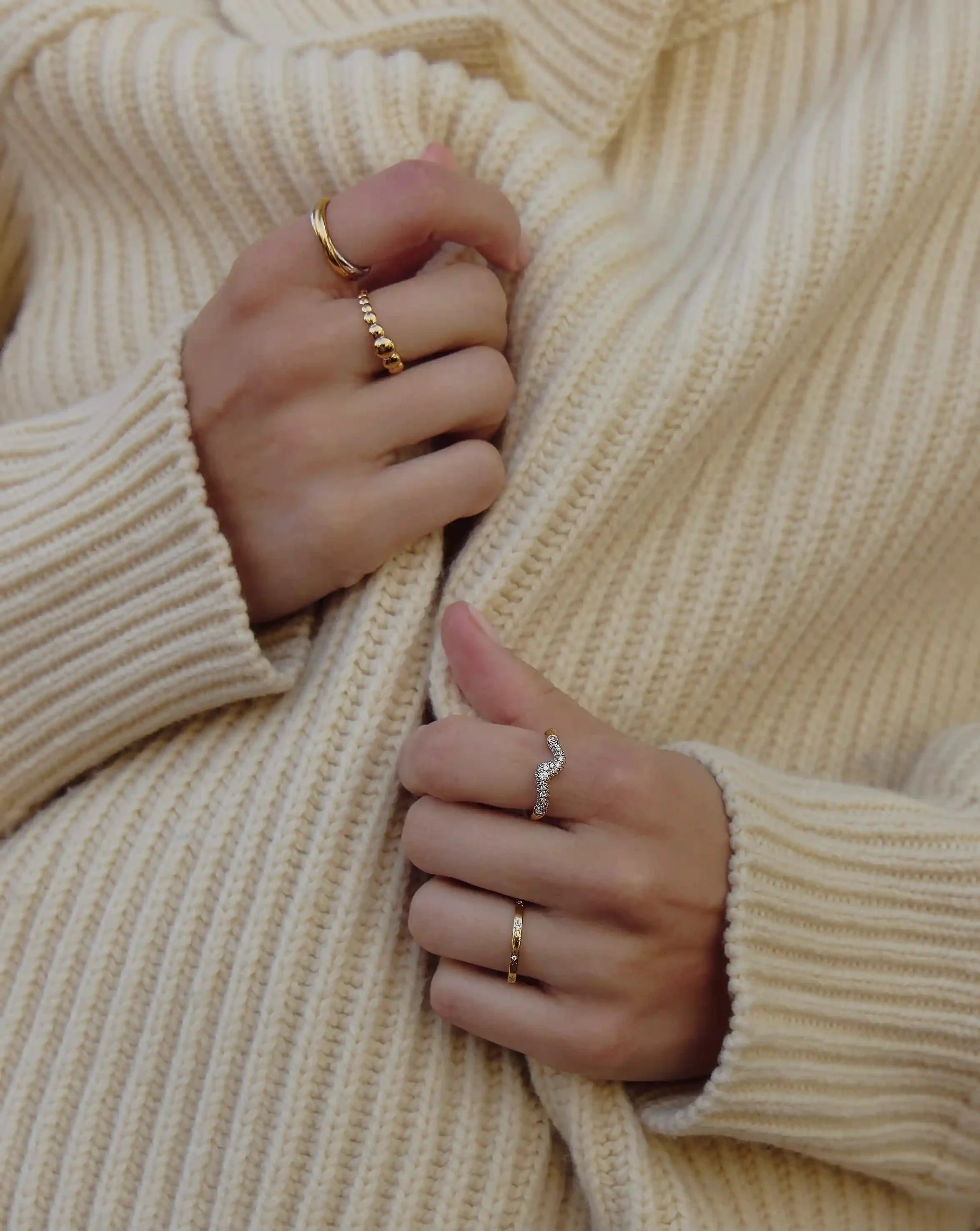Molten Snow Stacking Ring | 18ct Gold Vermeil/Cubic Zirconia - Image 2