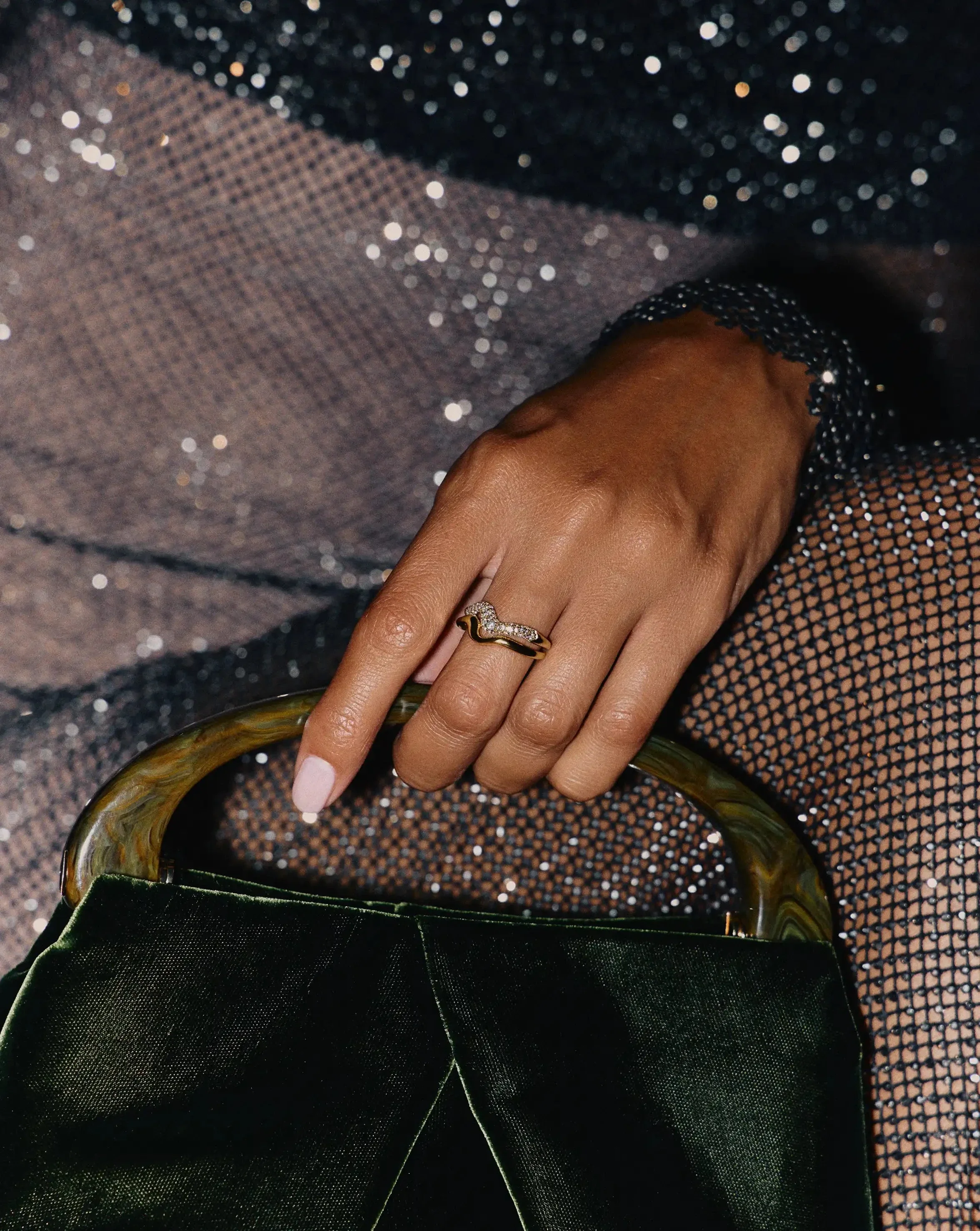 Molten Snow Stacking Ring | 18ct Gold Vermeil/Cubic Zirconia - Image 3